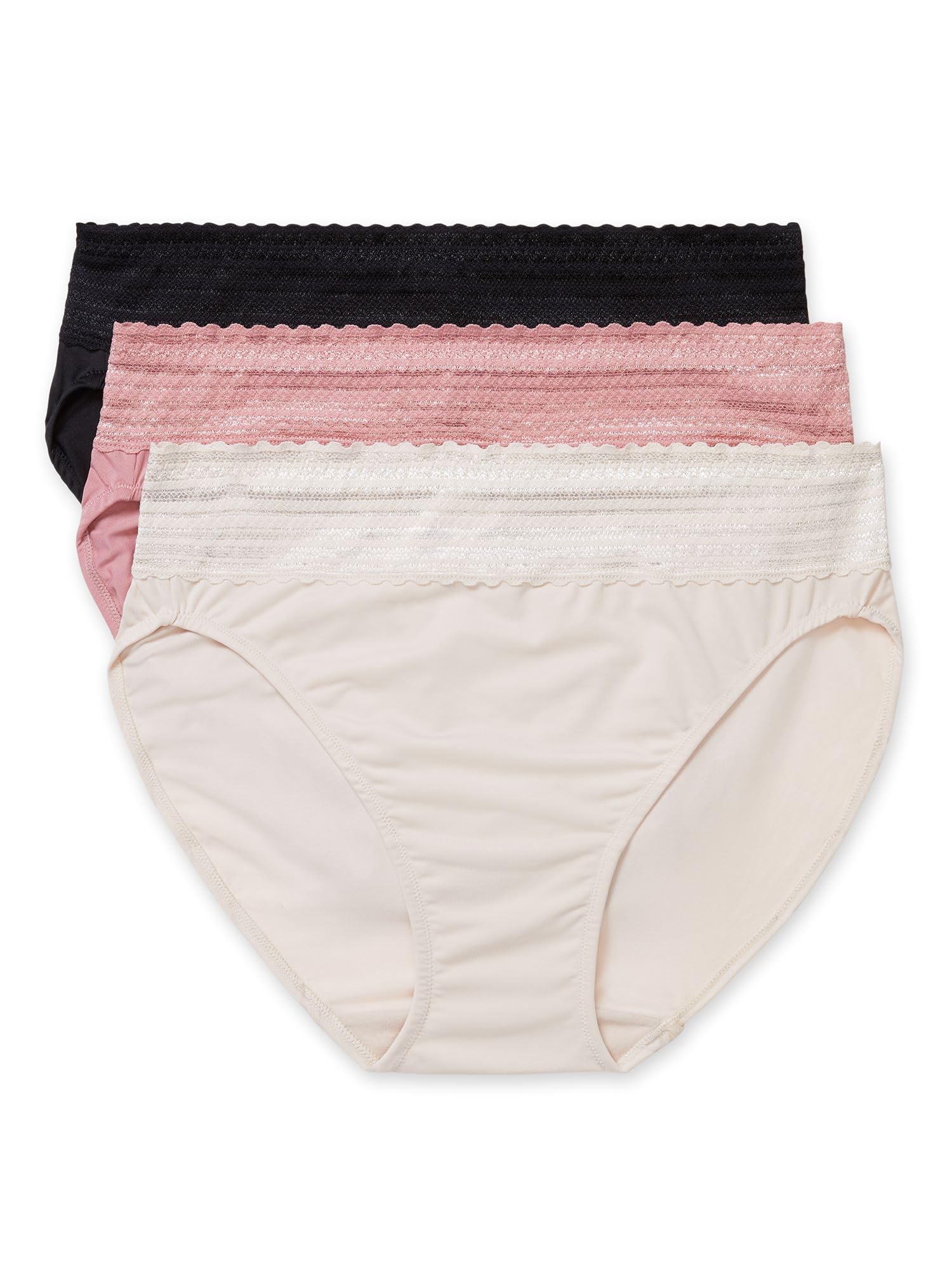 Warner's Women's Blissful Benefits No Muffin Top Micro Hi-cut Panties With Lace Multipack