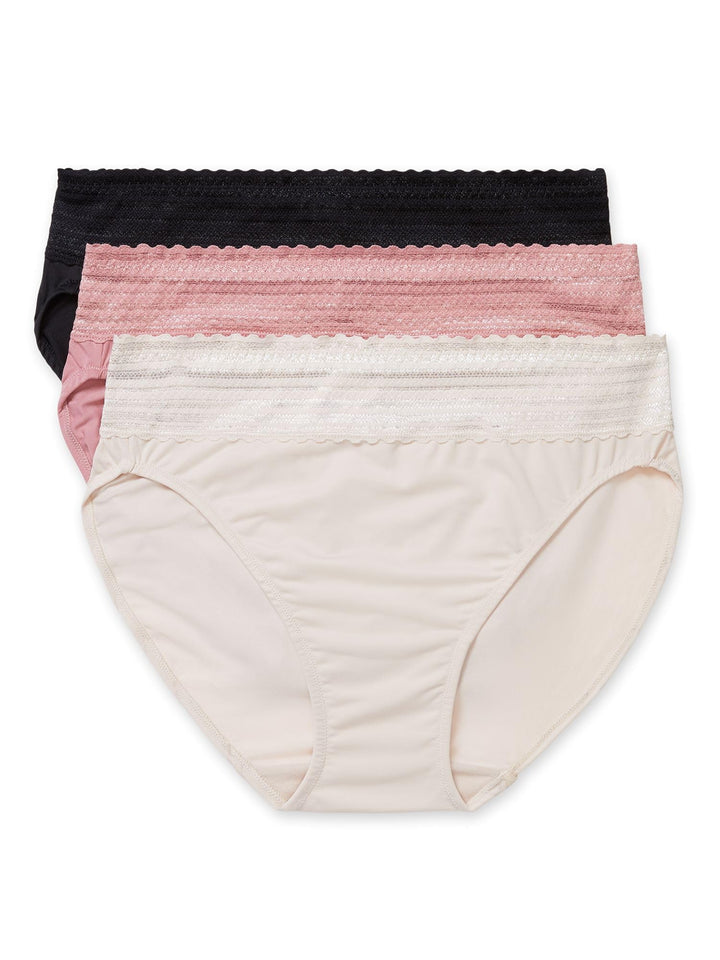 Warner's Women's Blissful Benefits No Muffin Top Micro Hi-cut Panties With Lace Multipack