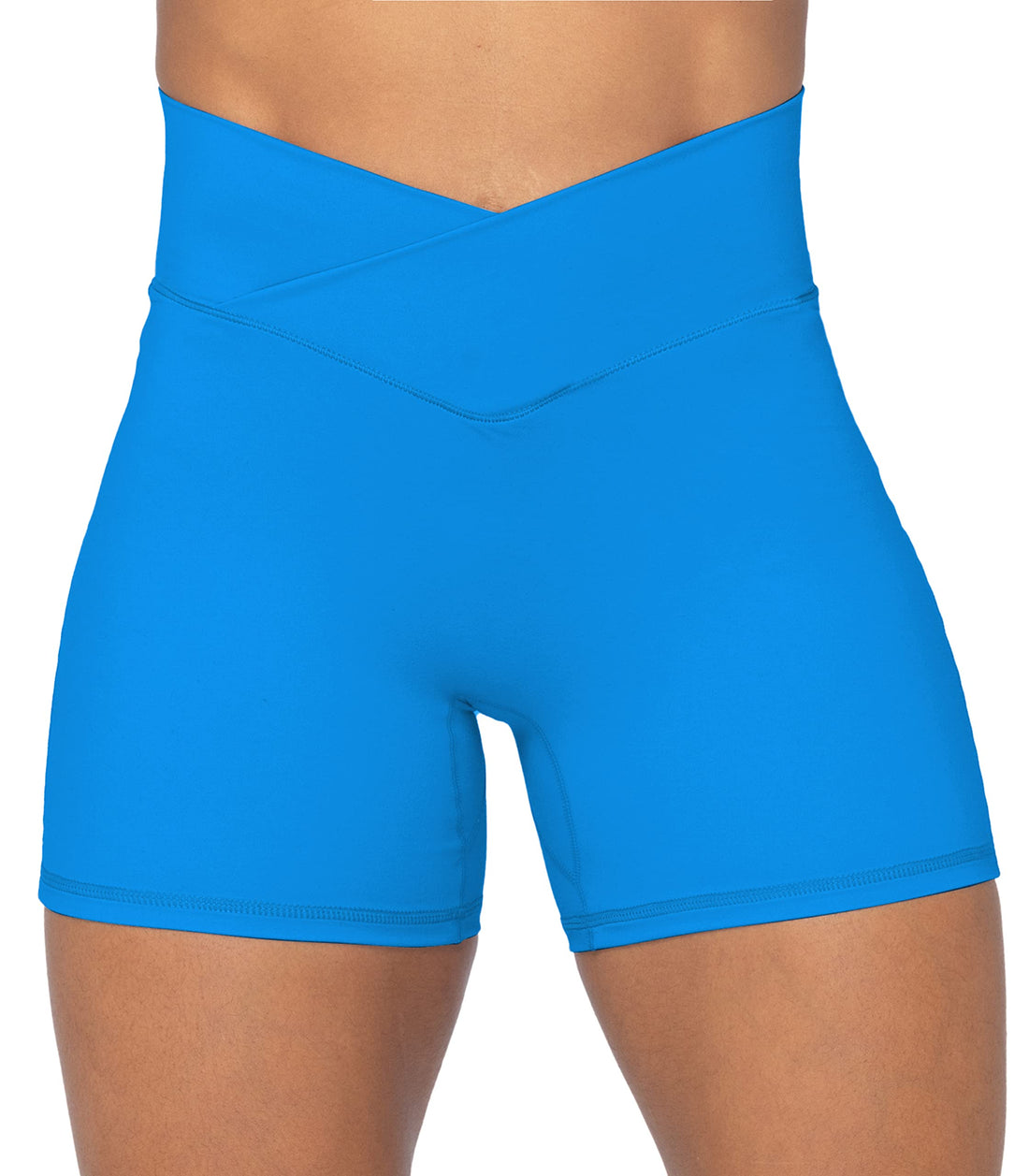 Sunzel Crossover Biker Shorts for Women, No Front Seam V High Waist Yoga Workout Gym Shorts with Tummy Control | 4 Or 6-Inch Inseam, High Waisted, Tummy Control, Crossover Waist, Buttery Soft, No Front Seam, Squat Proof, Compression