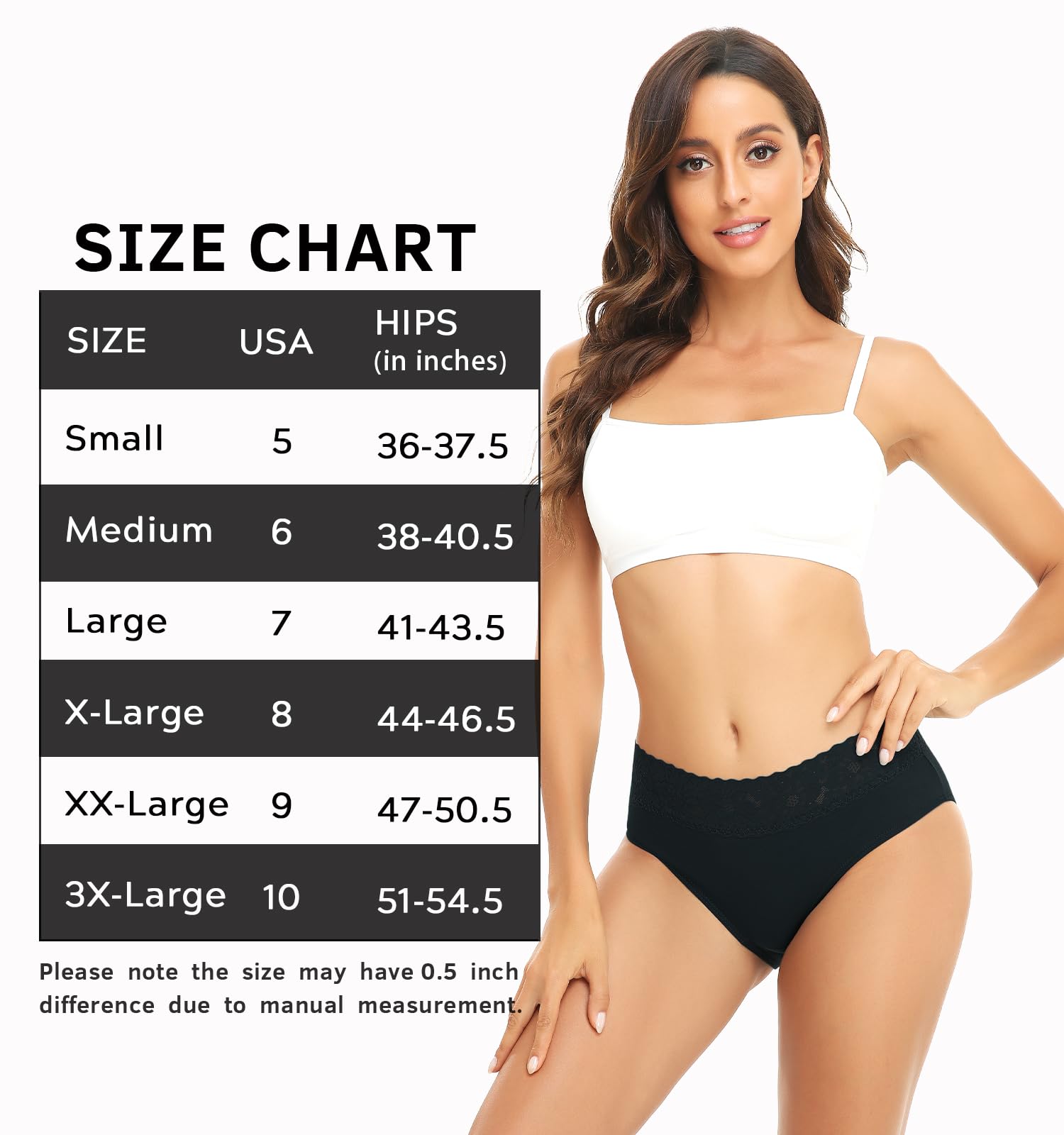 RHYFF Womens Underwear Cotton Bikini Panties Lace Soft Hipster Panty Ladies Stretch Full Briefs 5 Pack