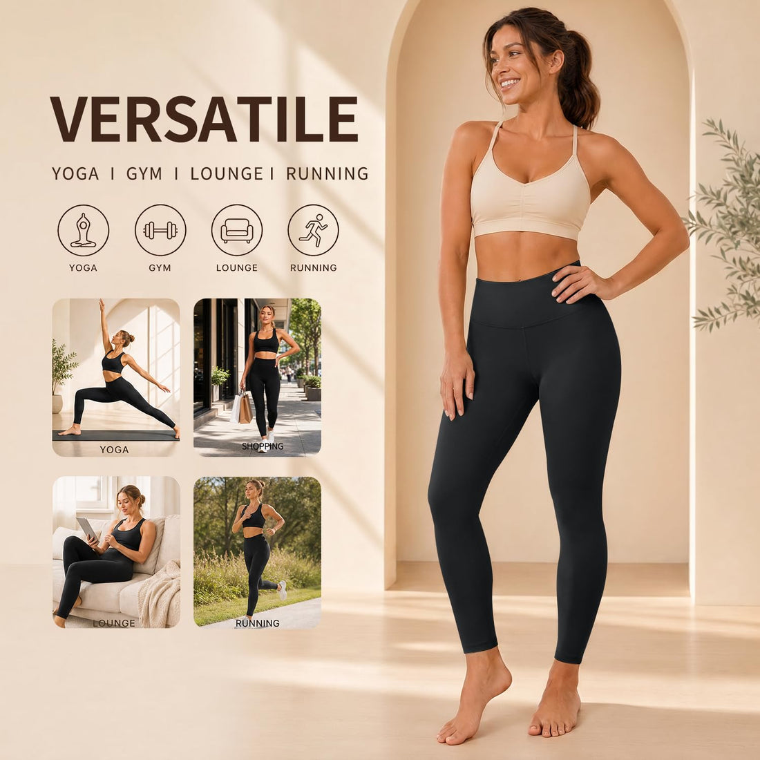 High Waisted Leggings for Women, Tummy Control Yoga Pants Non See Through Buttery Soft for Workout Athletic