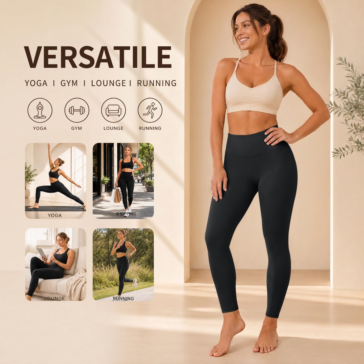 High Waisted Leggings for Women, Tummy Control Yoga Pants Non See Through Buttery Soft for Workout Athletic