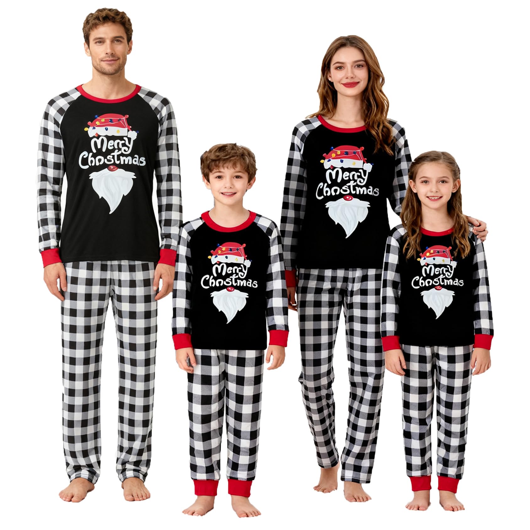 OAKFashion Christmas Family Pajamas Holiday Christma Pajama Family Matching Pjs Set Sleepwear Xmas Jammies