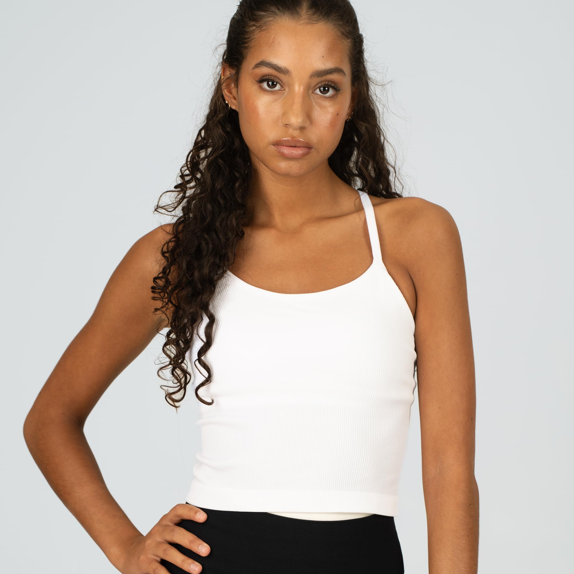 New Balance Women's Yoga Back Crop Top with Built-in Sports Bra, Cami Top for Running, Workouts, Activewear for Women