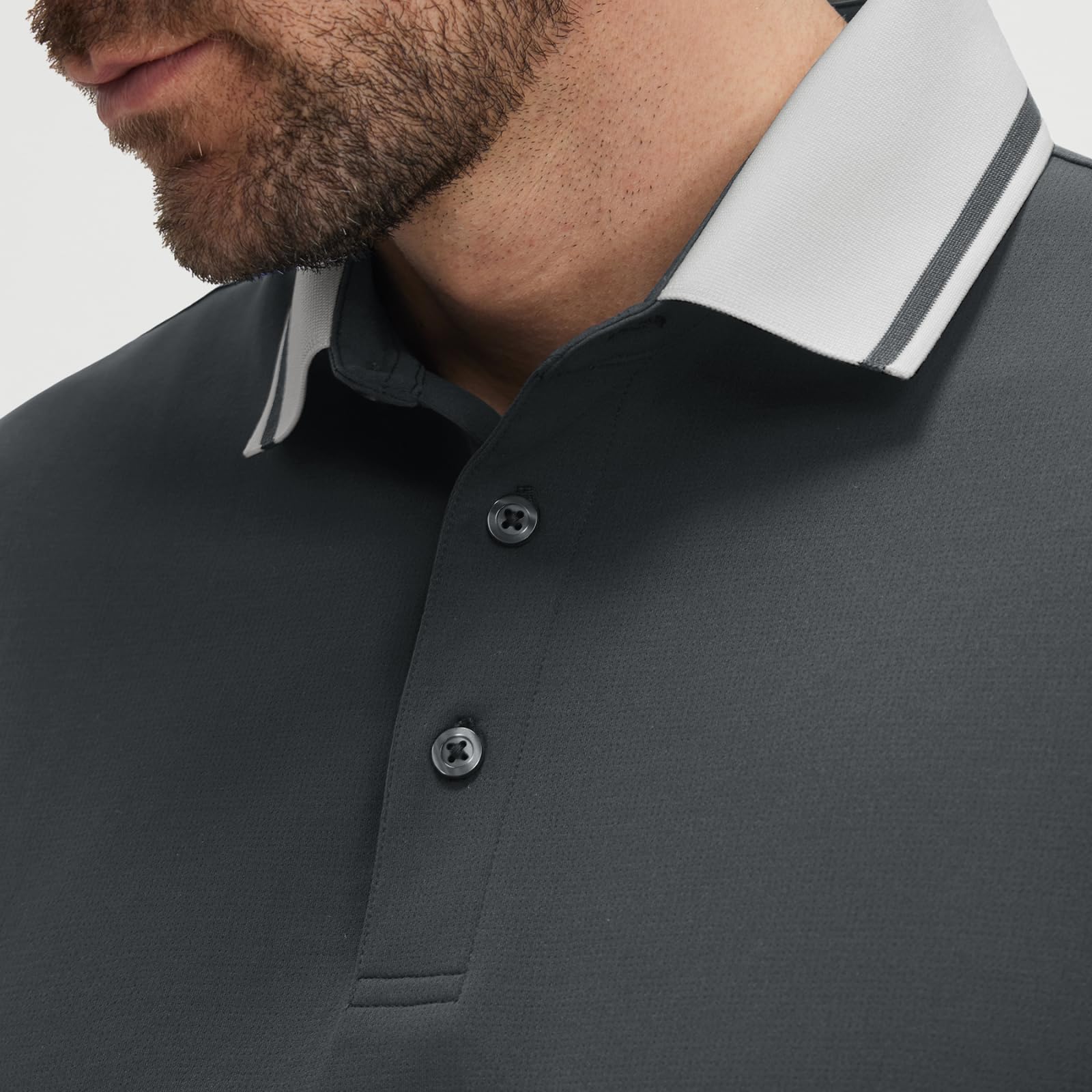 M MAELREG Golf Shirts for Men Short Sleeve with Contrast Collar & Cuffs Performance Dry Fit Stretch Solid Casual Polo Shirts