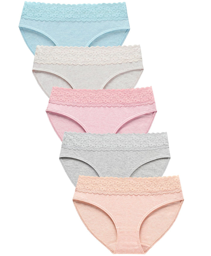 Wealurre Cotton Panties for Women Bikini Underwear Hipster Underpants Lace Briefs Pack