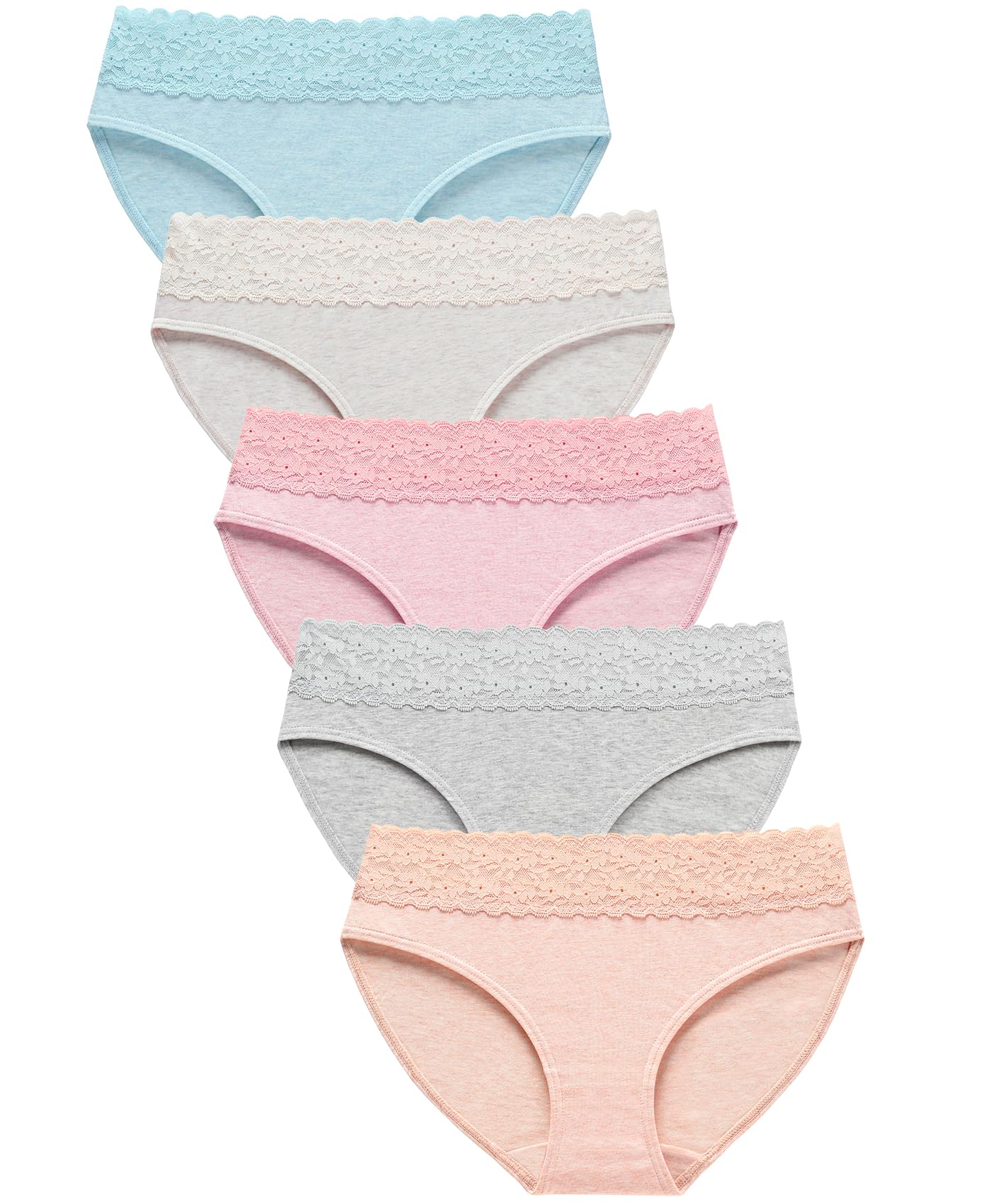 Wealurre Cotton Panties for Women Bikini Underwear Hipster Underpants Lace Briefs Pack