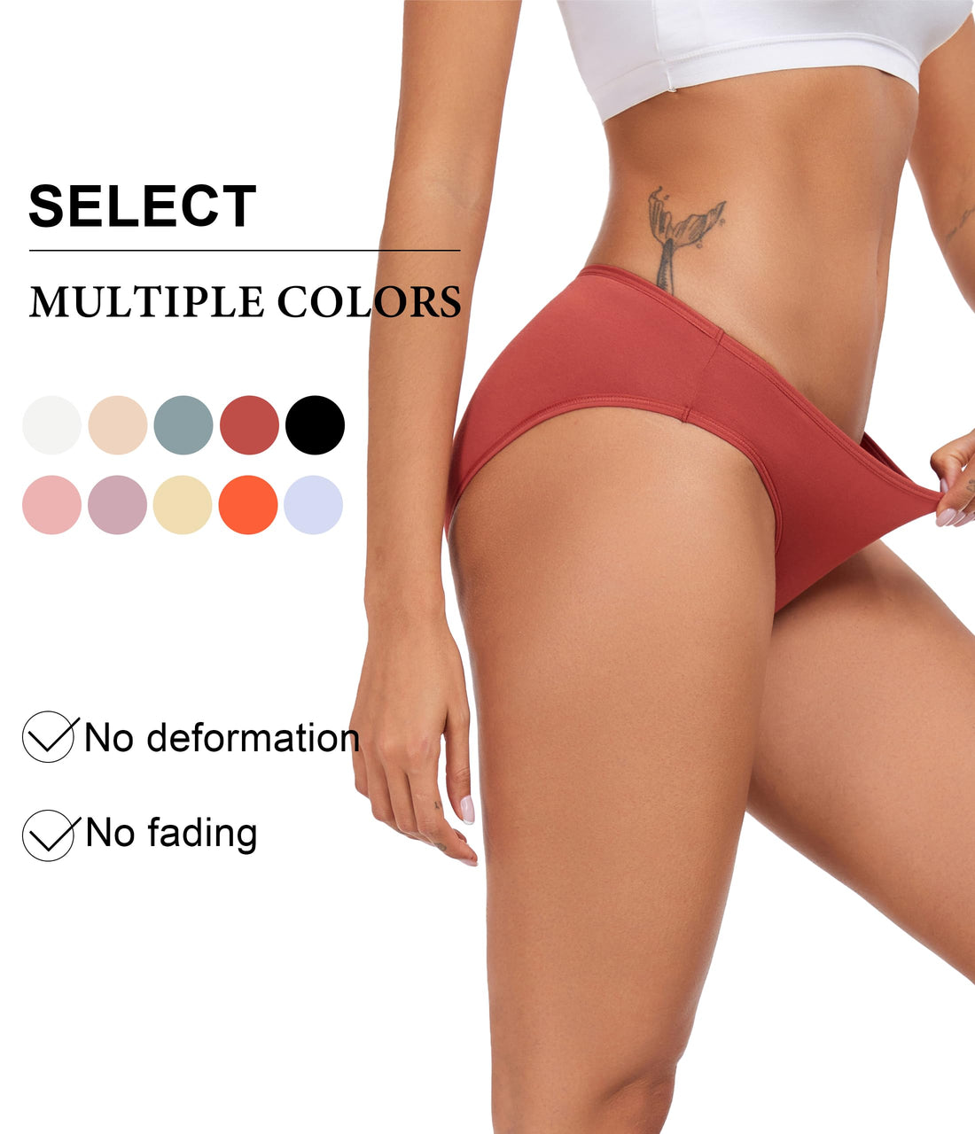 ANLIQI Women's Cotton Underwear Bikini Panties for Women Pack Moisture Wicking Soft Breathable Undies Stretch Hipster S-3XL
