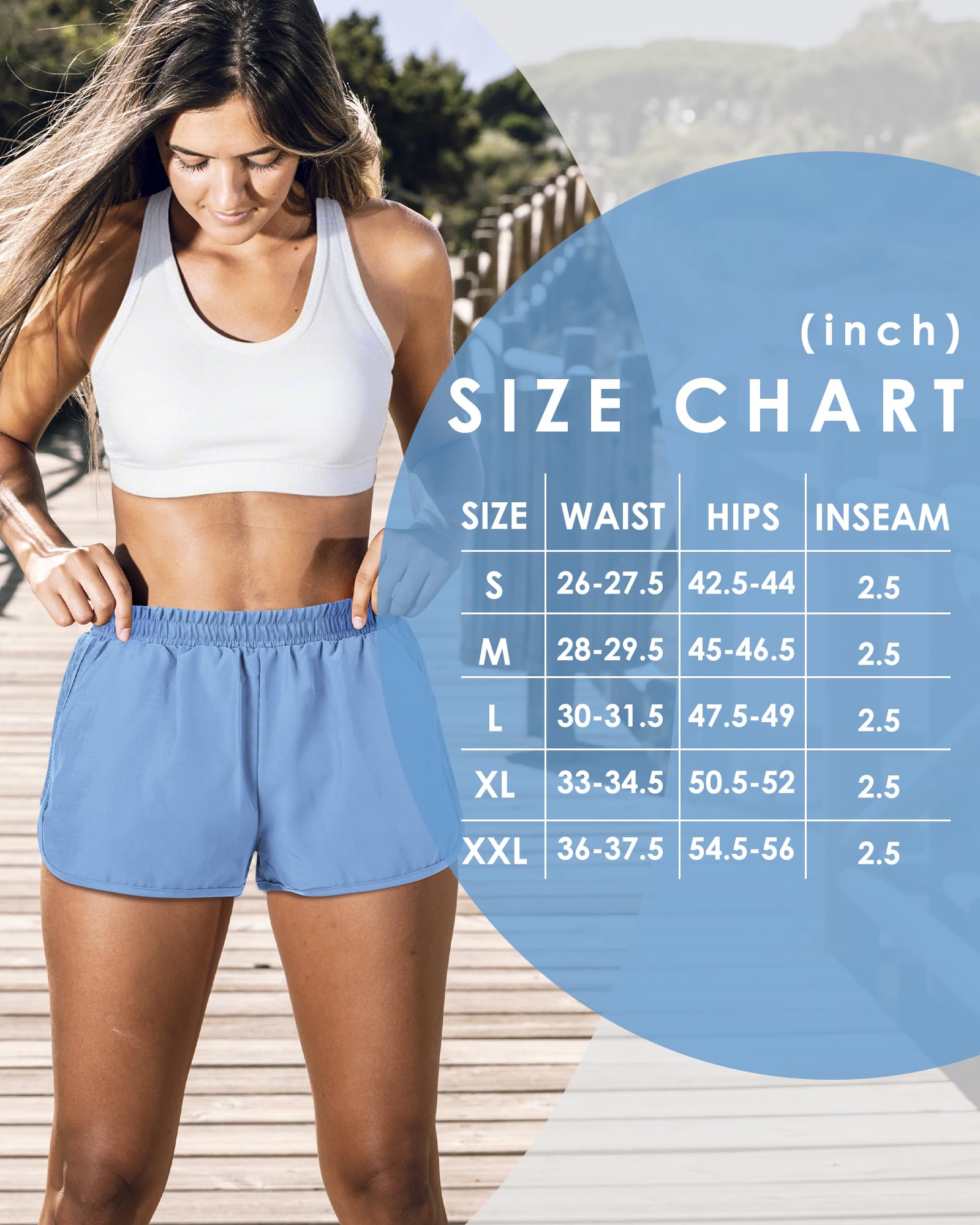 Womens Running Shorts with Liner Womens 2 in 1 Athletic Shorts Quick Dry Shorts with Pockets for Walking Gym Hiking