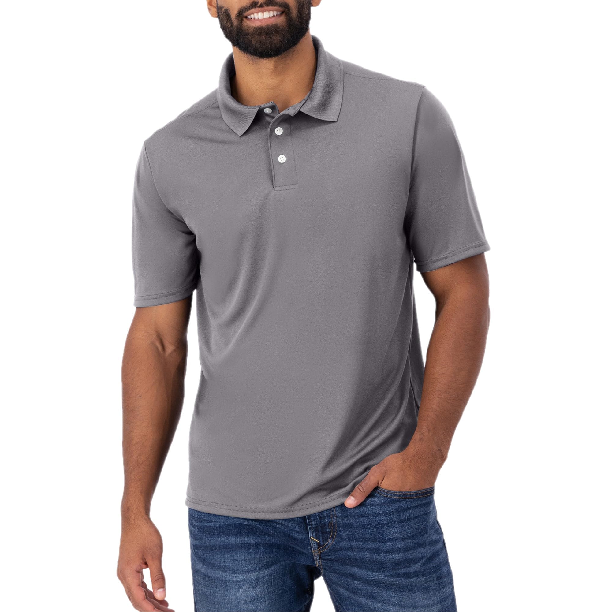 Hanes Men's Cool DRI Polo Shirt, Quick-Drying Performance Polo for Men, UPF Protection