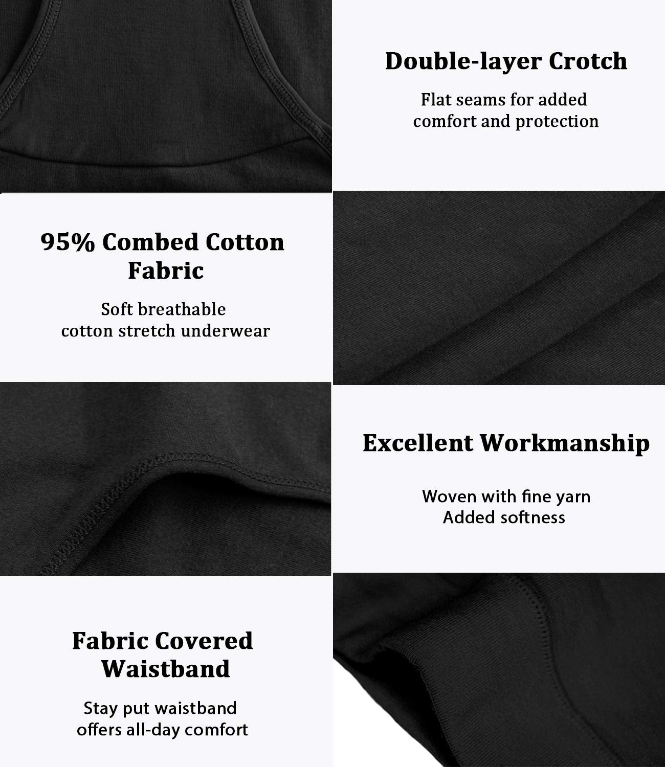 wirarpa Women's Underwear Cotton Mid Waisted Ladies Panties Full Coverage Briefs 4 Pack (Regular & Plus Size)