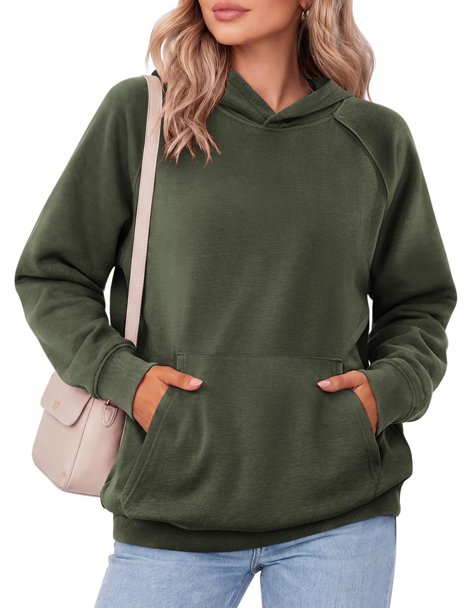 Zeagoo Womens Oversized Hoodies Pullover Fleece Hooded Sweatshirt Trendy | Comfort Hoodie, Womens Fall Clothes, Kangaroo Pocket, Raglan Sleeves, Long Sleeve, Solid Color, Casual, Winter, Midweight