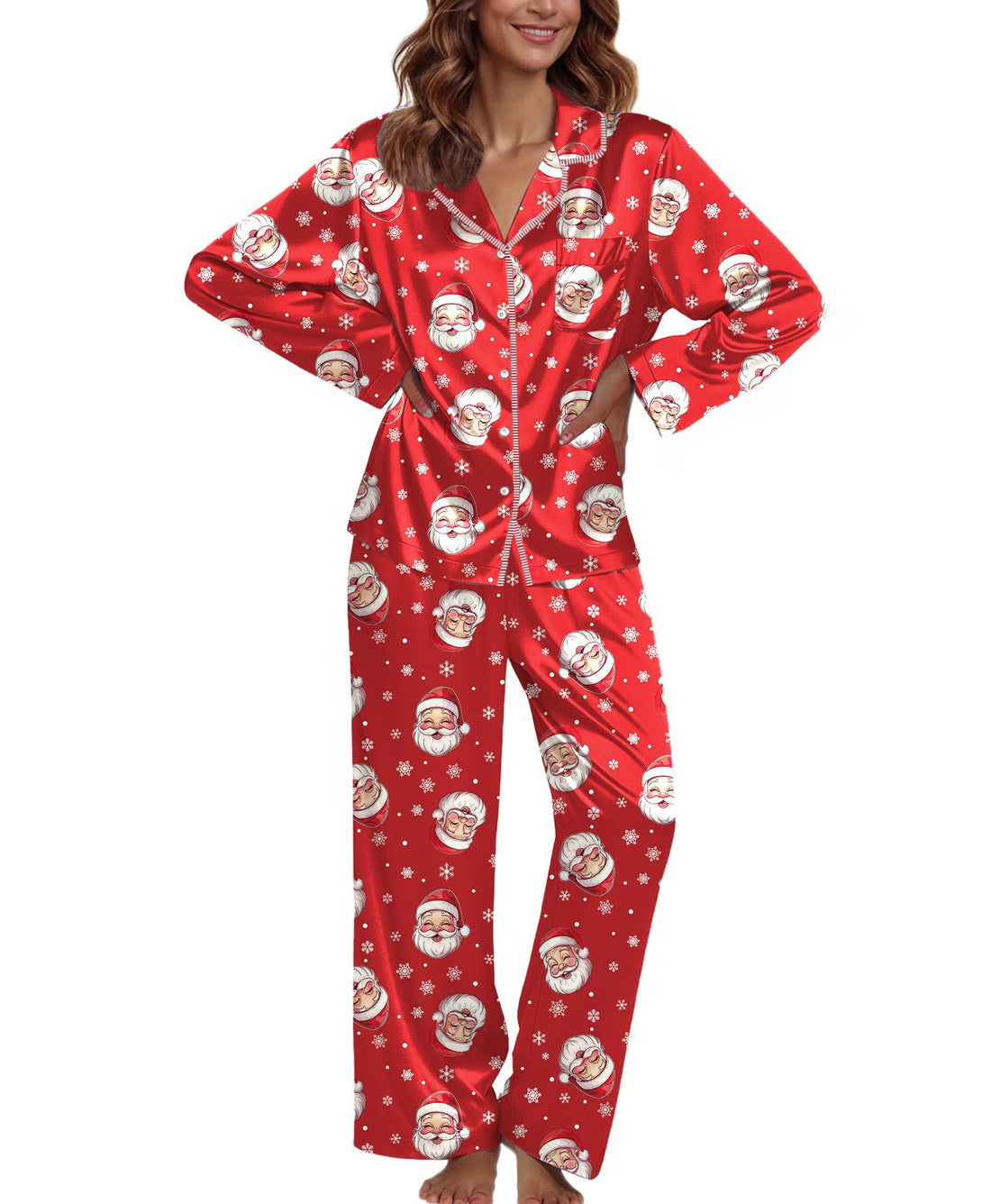 Ekouaer Pajamas For Women Silk Pjs Long Sleeve Button Down Lounge Sets