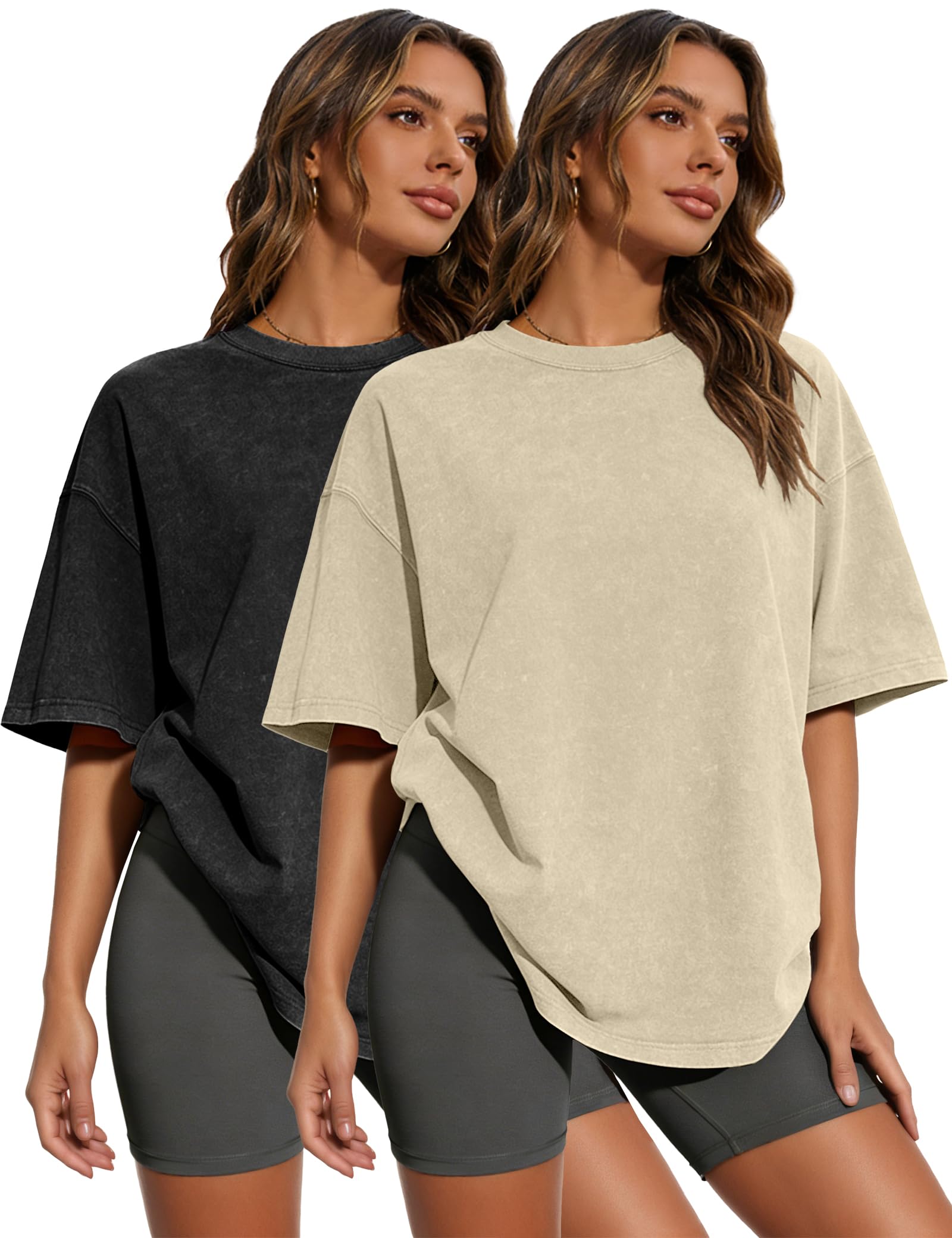 Siimcuzy 2/3/4 Pack Oversized Tshirts for Women Short Sleeves Workout Tops | Loose Fit, Crew Neck, Baggy, Summer, Casual, Gym, Plus Size, Plain, Tops, Fashion, Clothes, 2026