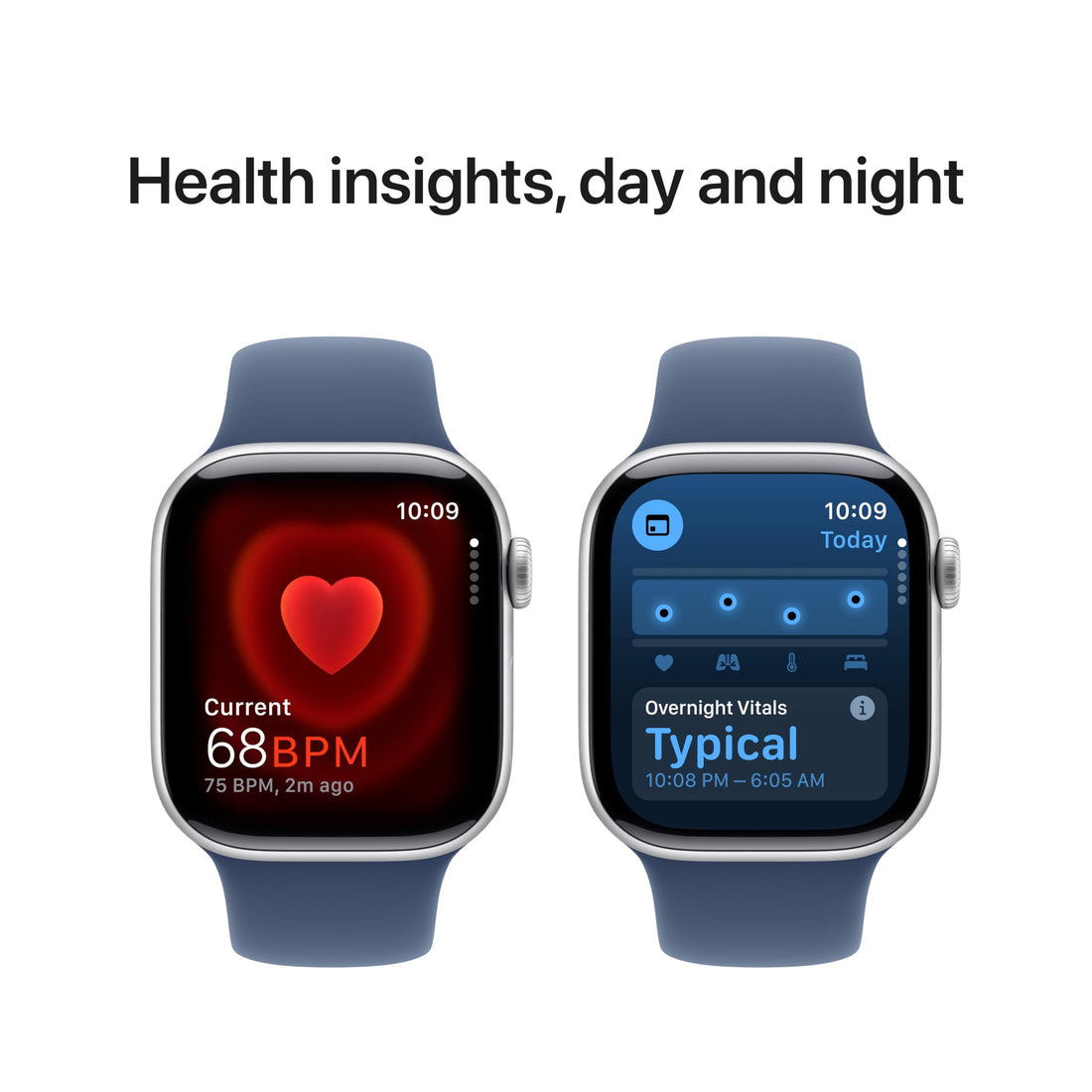 Apple Watch Series 10 [GPS 42mm case] Smartwatch with Silver Aluminum Case with Blue Cloud Sport Loop. Fitness Tracker, ECG App, Always-On Retina Display, Carbon Neutral