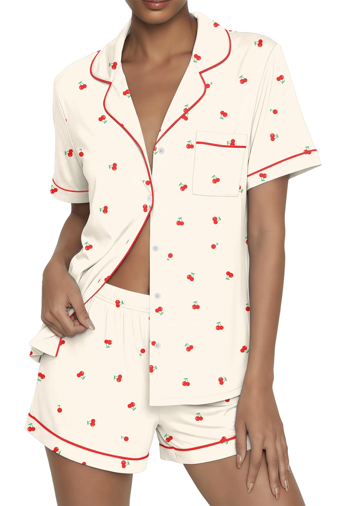Ekouaer Womens Pajama Sets Button Up Pjs 2 Piece Short Sleeve Sleepwear