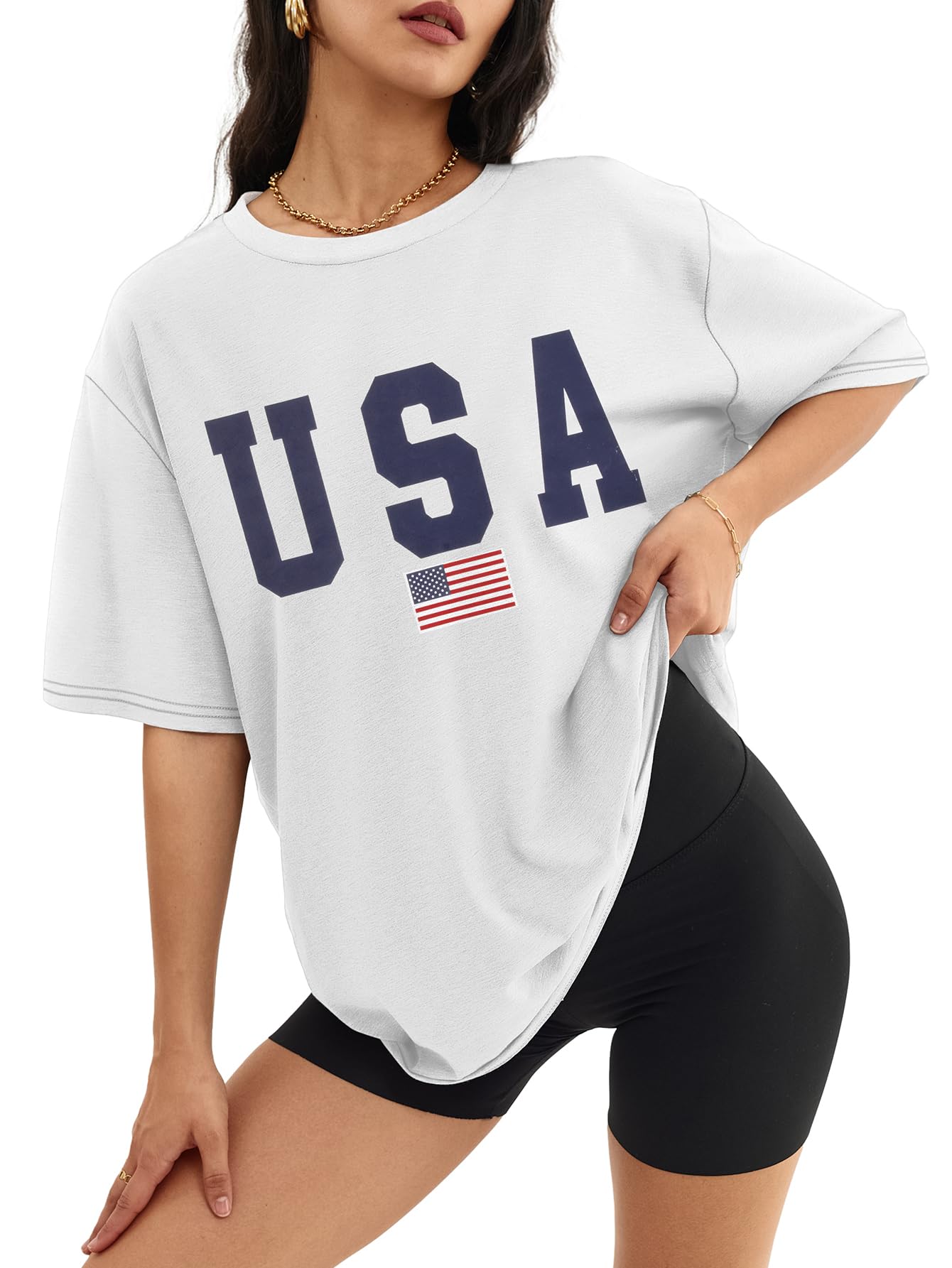 ATHMILE Womens Oversized T Shirts Casual Tee Workout Tops Gym Clothes Summer Loose Fit Short Sleeve Graphics Basic Y2K 2026