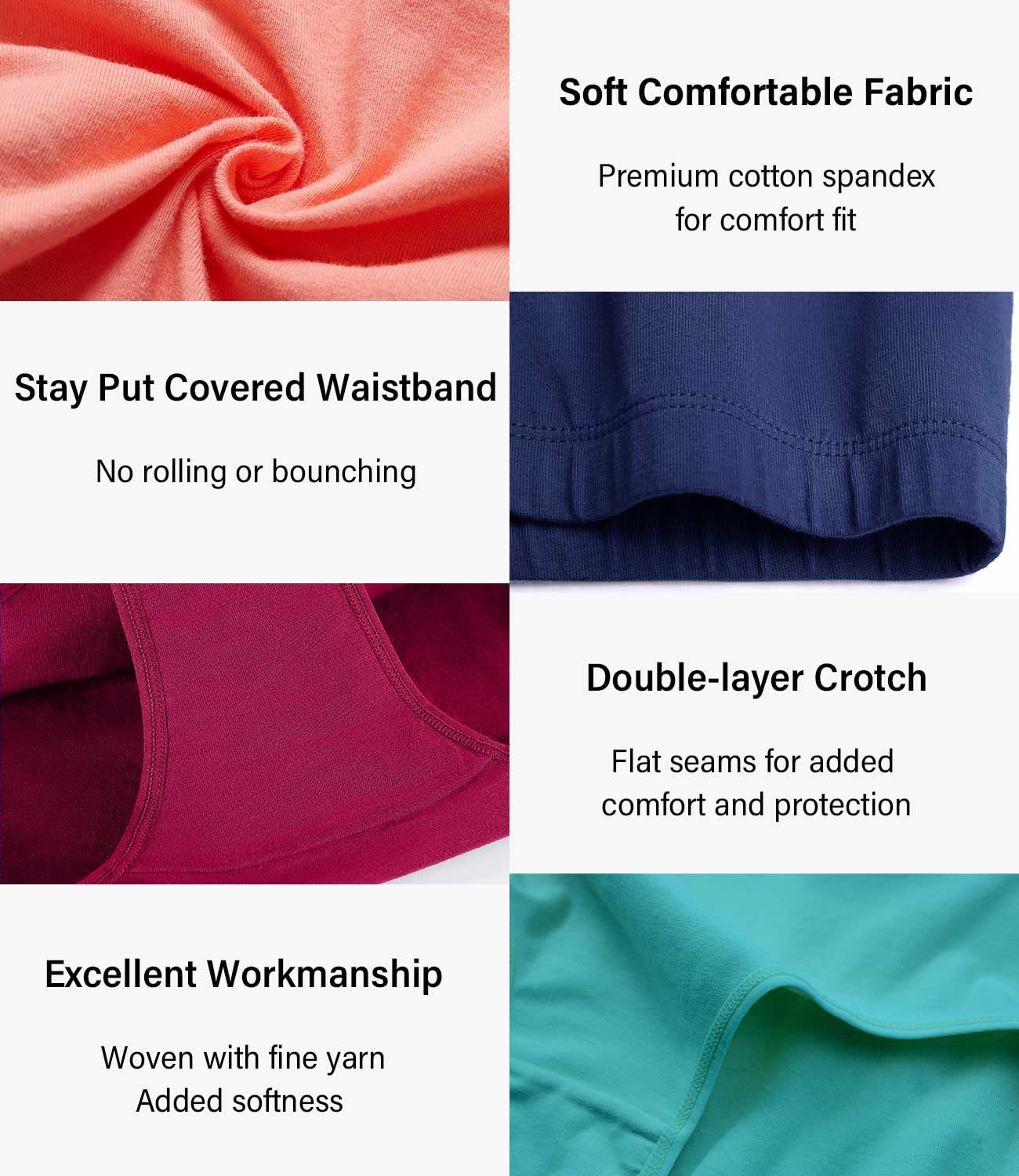 wirarpa Women's Cotton Underwear Full Coverage Cotton Briefs 5 Pack