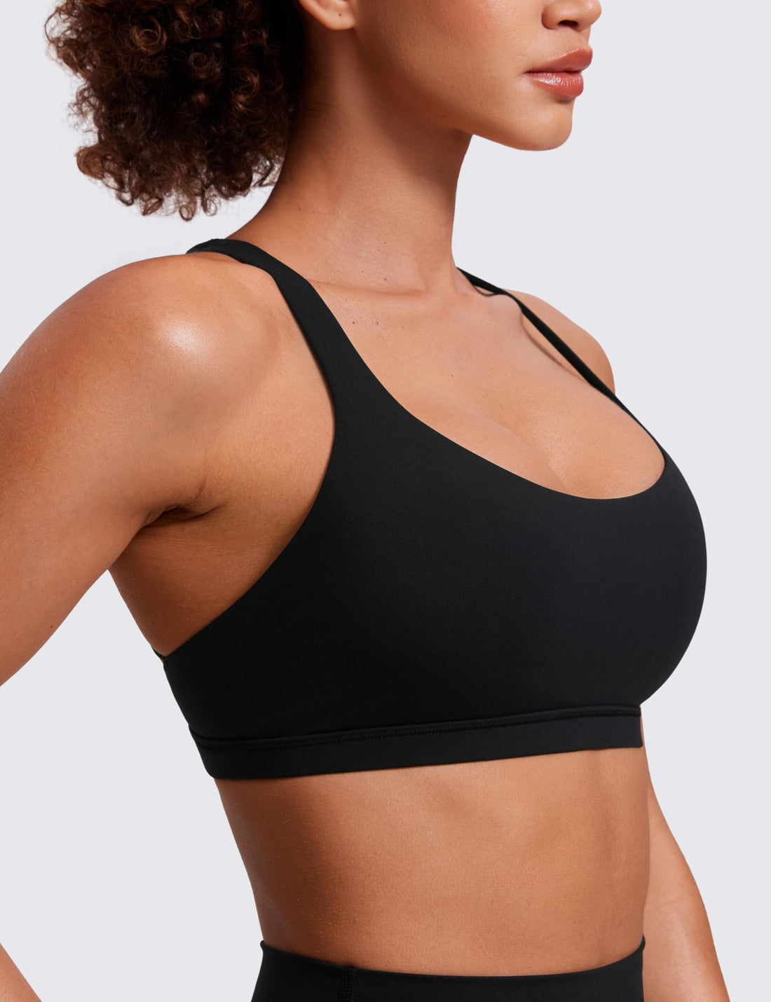 CRZ YOGA Naked Feeling Cross Back Sports Bras | Light Support, Removable Pads, Yoga, Sleek, Strappy, Scoop Neck, for Women