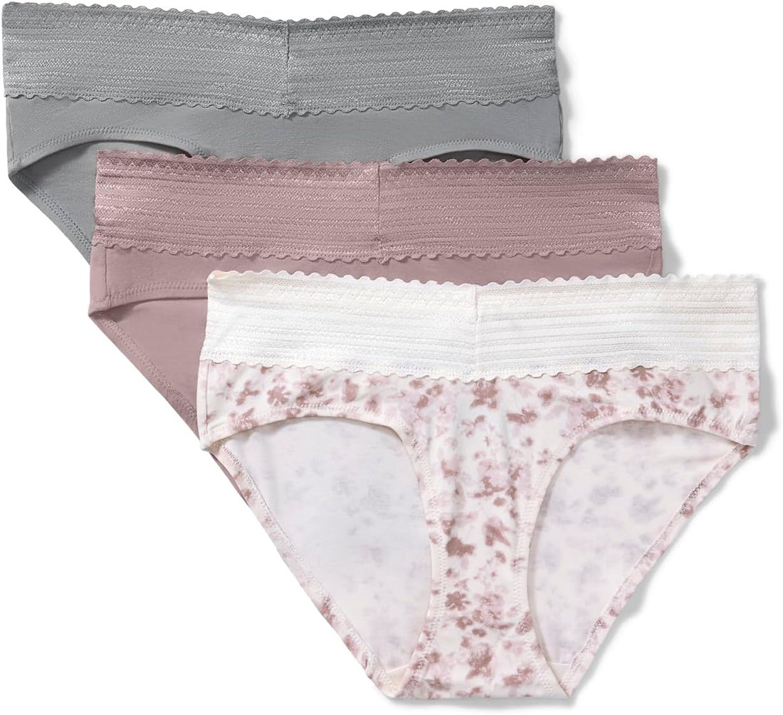 Warner's Women's Blissful Benefits Women's Dig-free Comfort Waist With Lace Cotton Hipster 3-pack