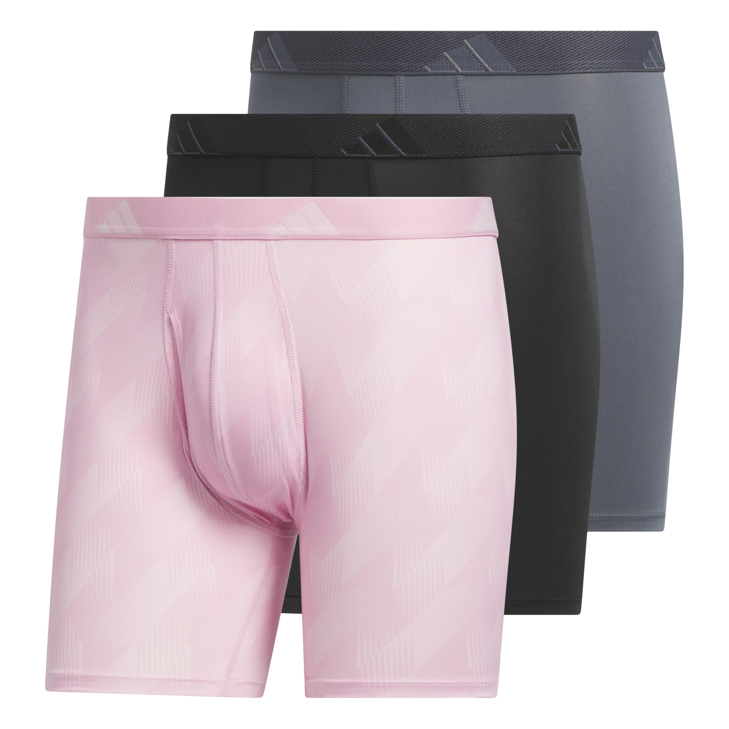 adidas Men's Microfiber Boxer Briefs (3-pack) performance Stretch Moisture-wicking Underwear