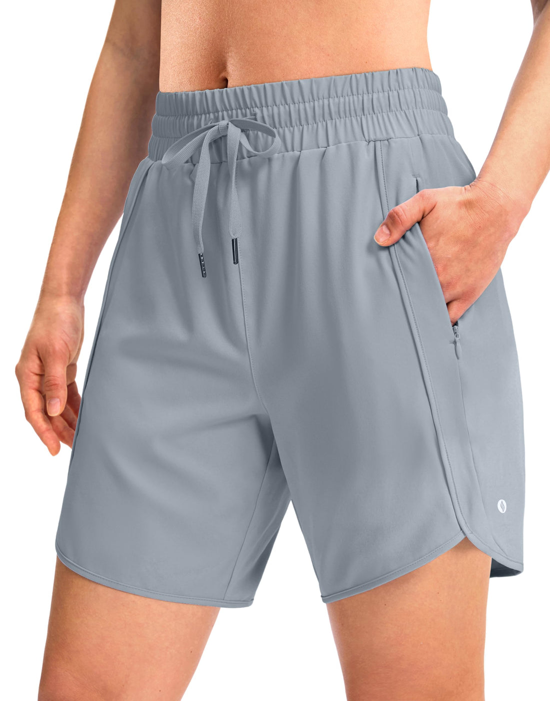 SANTINY Women's 3.5''/5''/7'' Athletic Gym Running Shorts Zipper Pockets | No Liner, High Waisted, Quick Dry, Lightweight, Workout, Shorts for Women