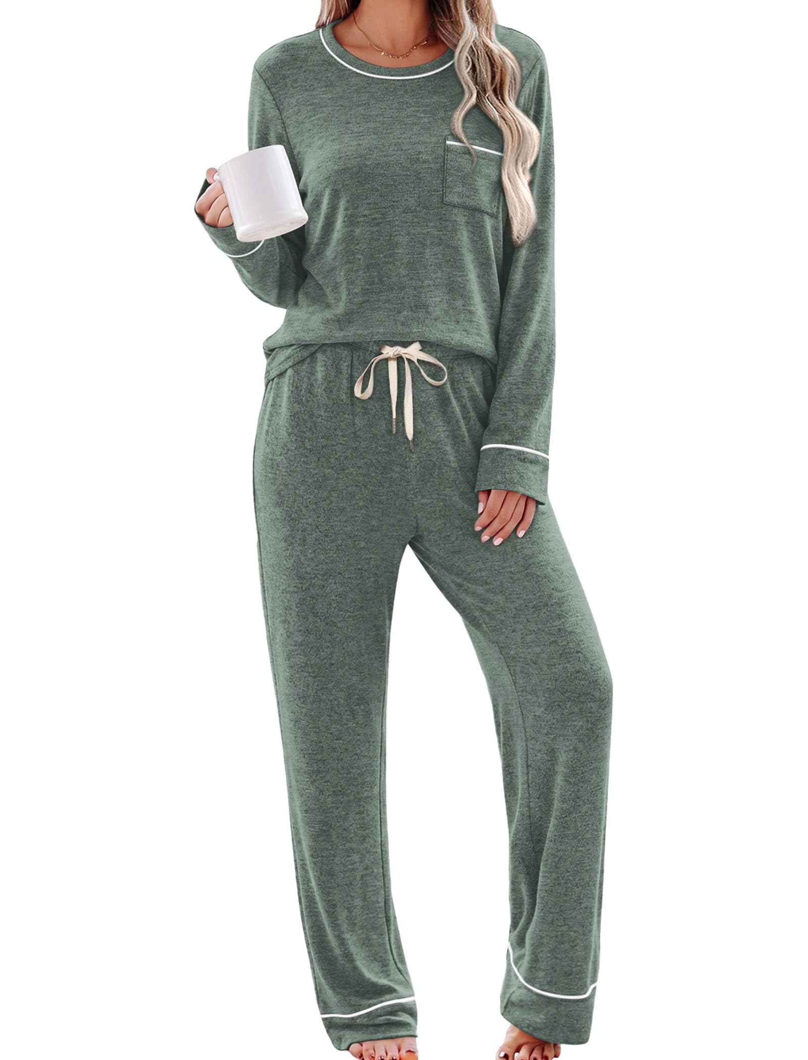 WIHOLL Pajamas for Women Set Soft Pjs Long Sleeve Two Piece Lounge Sets