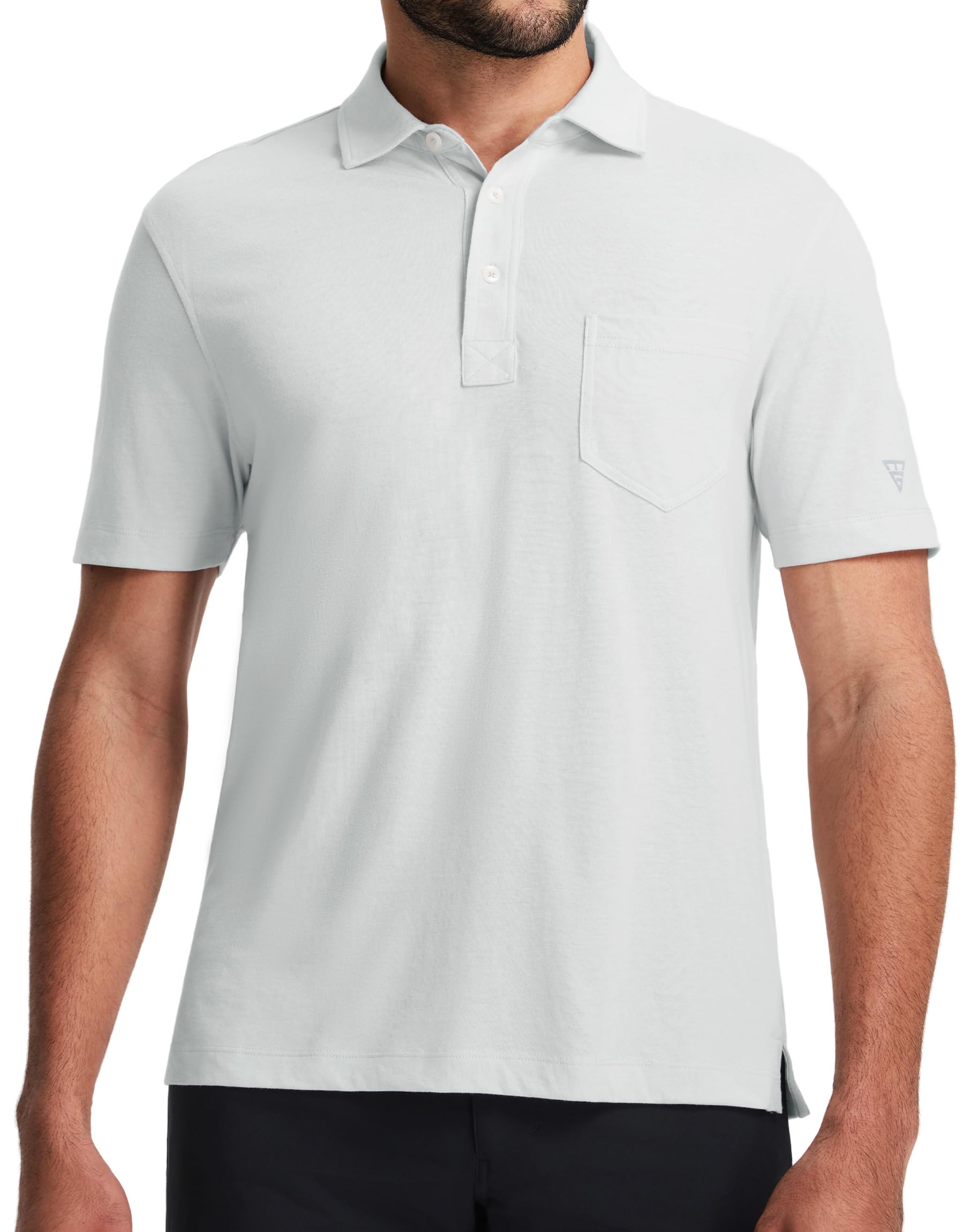 M MAELREG Mens Golf Shirts Short Sleeve Lightweight Soft Cotton Blend with Pocket Summer Casual Daily Wear