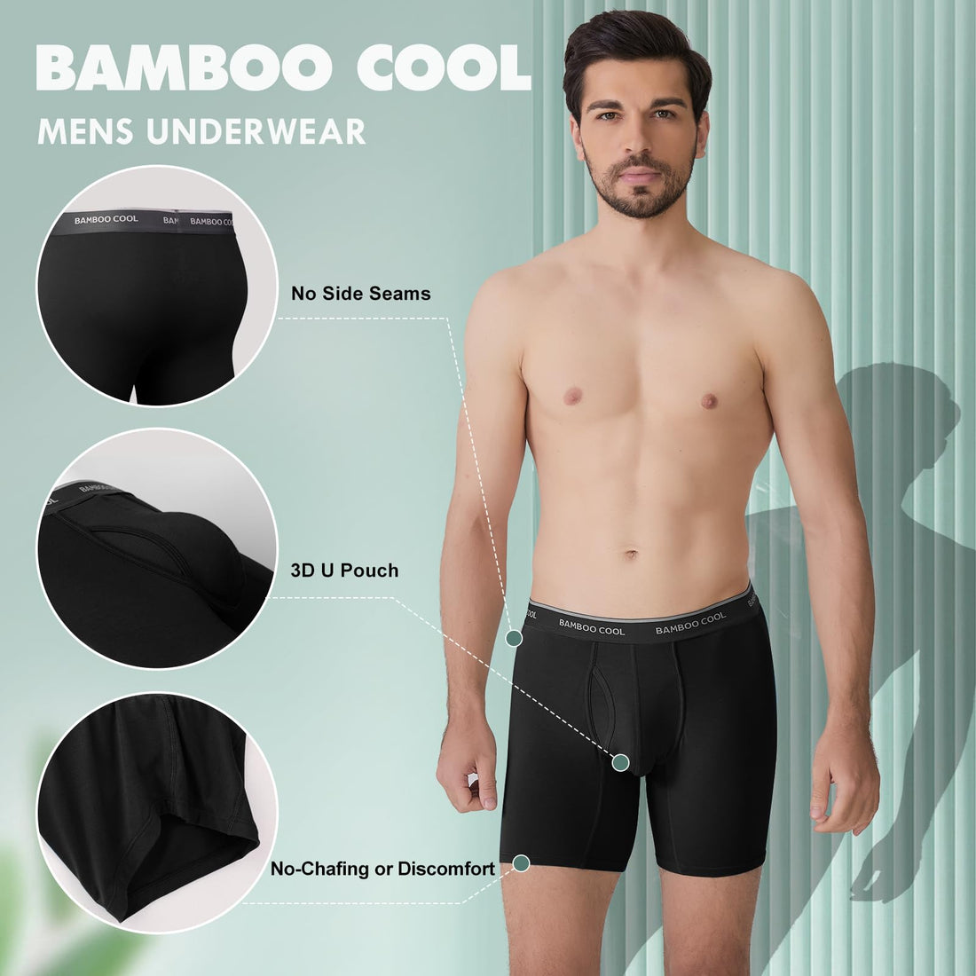 BAMBOO COOL Men's Underwear Boxer Briefs Soft Breathable Underwear (4 or 7 Pack)