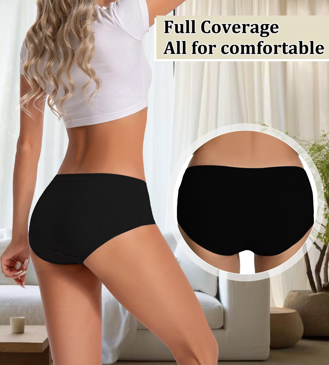dmuveo Womens Underwear Cotton Soft Hipster Full Coverage Ladies Stretch Panties (Regular & Plus Size)