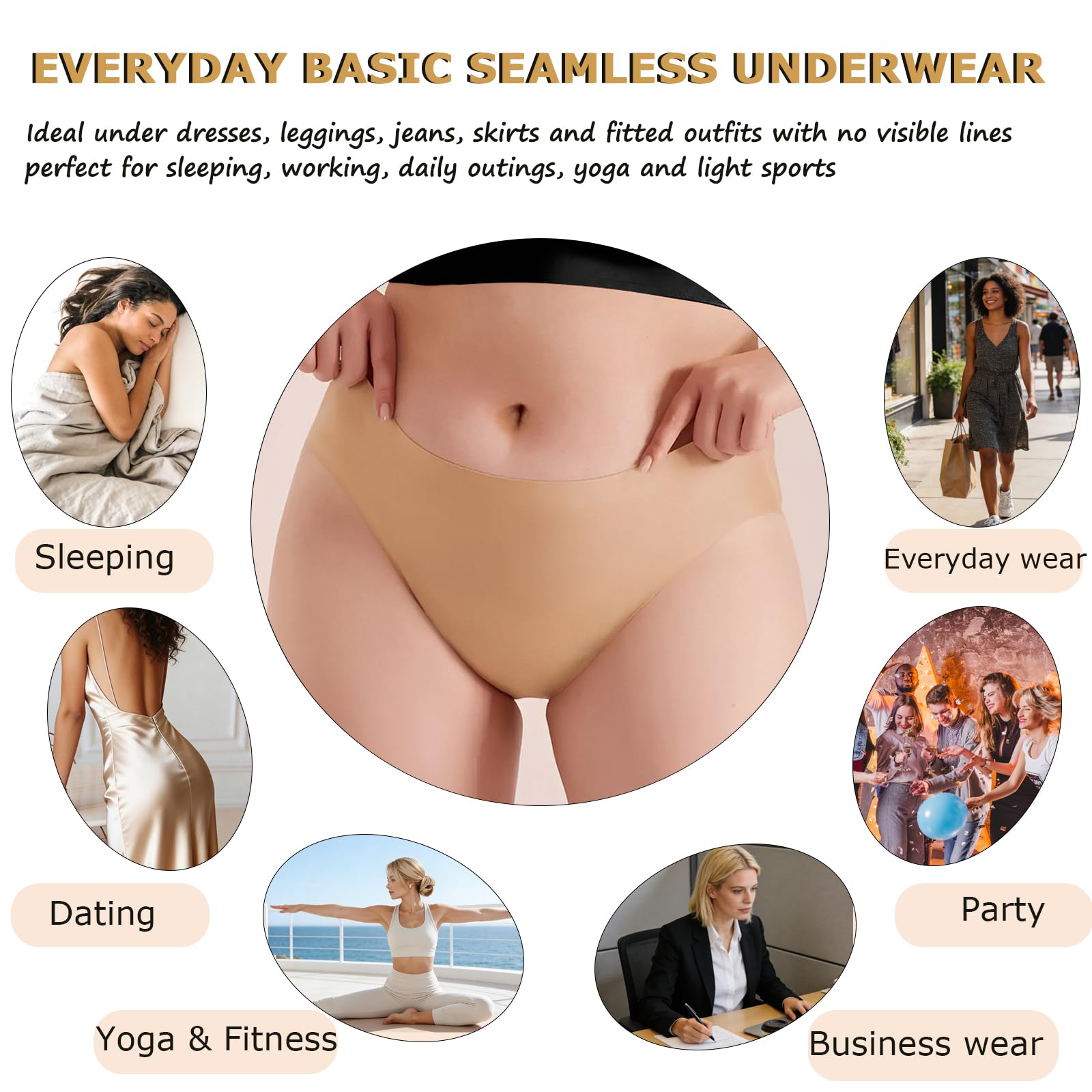 FINETOO 6 Pack Women’s Seamless Hipster Underwear No Show Panties Invisibles Briefs Soft Stretch Bikini Underwears XS-XL