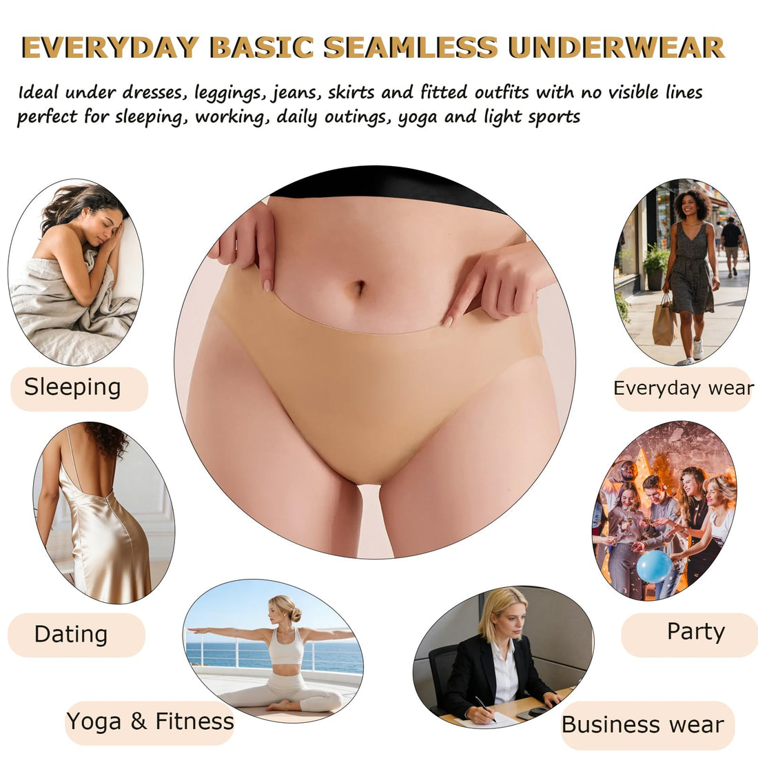 FINETOO 6 Pack Women’s Seamless Hipster Underwear No Show Panties Invisibles Briefs Soft Stretch Bikini Underwears XS-XL