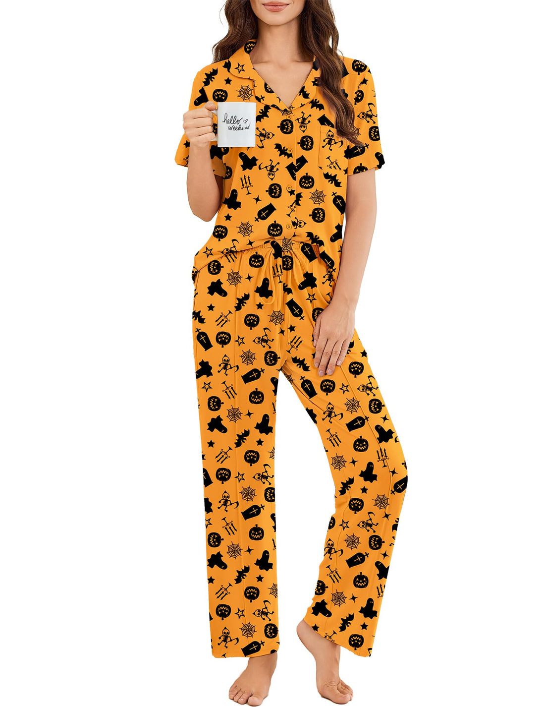 Ekouaer Pajamas for Women Set Button Up Short Sleeve Pjs Sets With Pockets