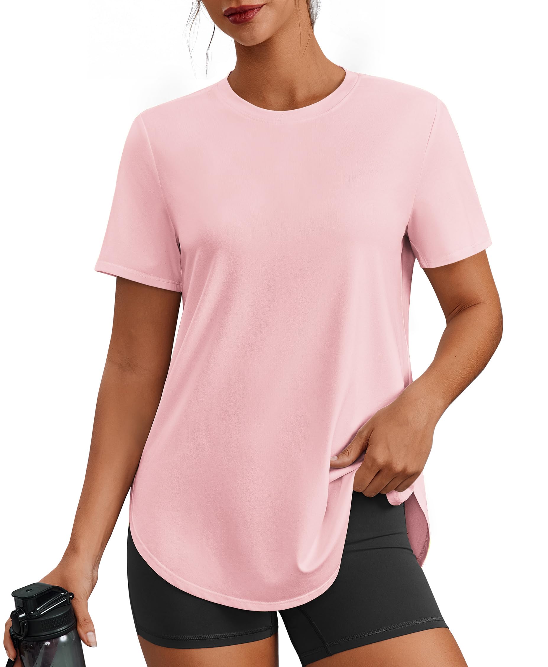 PINSPARK Workout Tops for Women Short Sleeve Athletic Shirts UPF 50+ Quick Dry Running Outfits for Exercise Gym Hiking S-3XL
