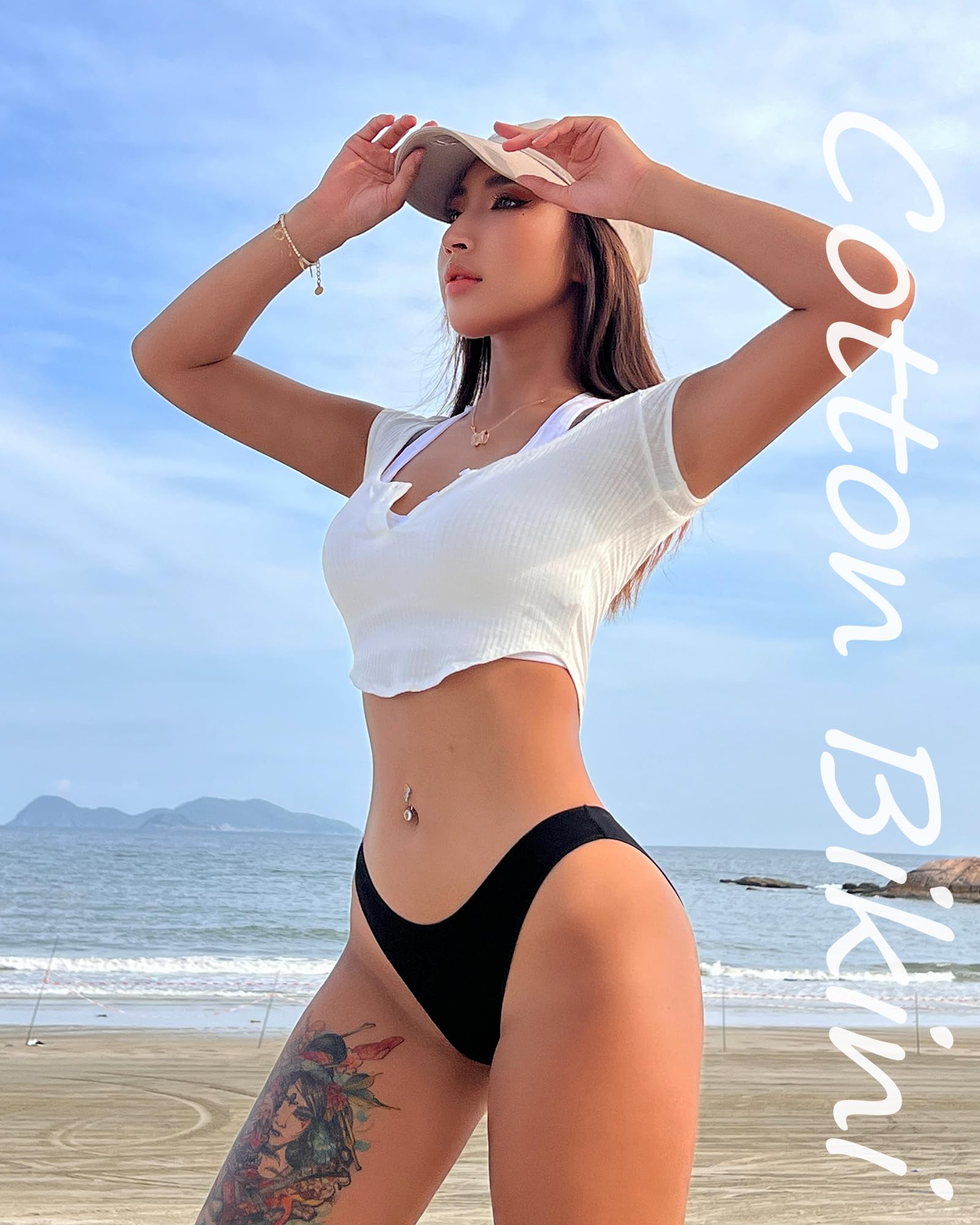 FINETOO Cotton Underwear for Women Sexy Cheeky Bikini Panties Lingerie