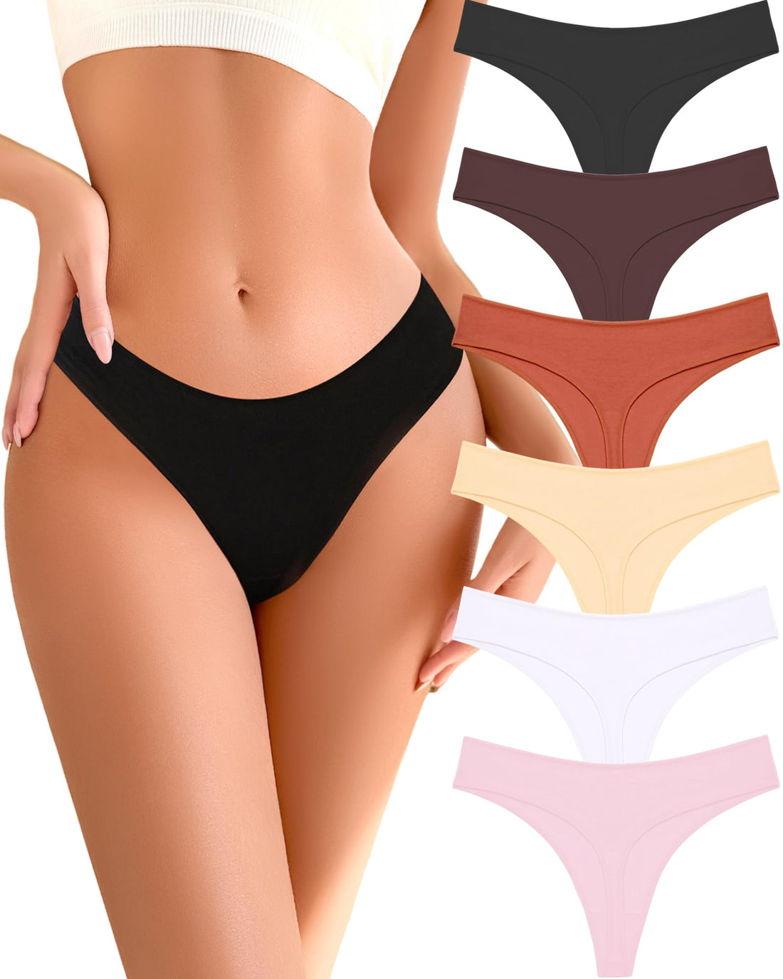 READY TO LOVE Cotton Underwear for Women Pack Breathable Thongs for Women Sexy Stretch Soft Womens Panties Thong XS-XL