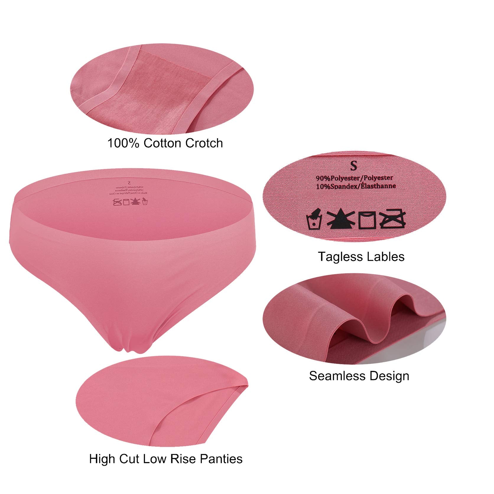 FINETOO 12Pack Womens Seamless Underwear No Show Cheeky Panties Invisibles Briefs Soft Stretch Bikini Hipster XS-XL