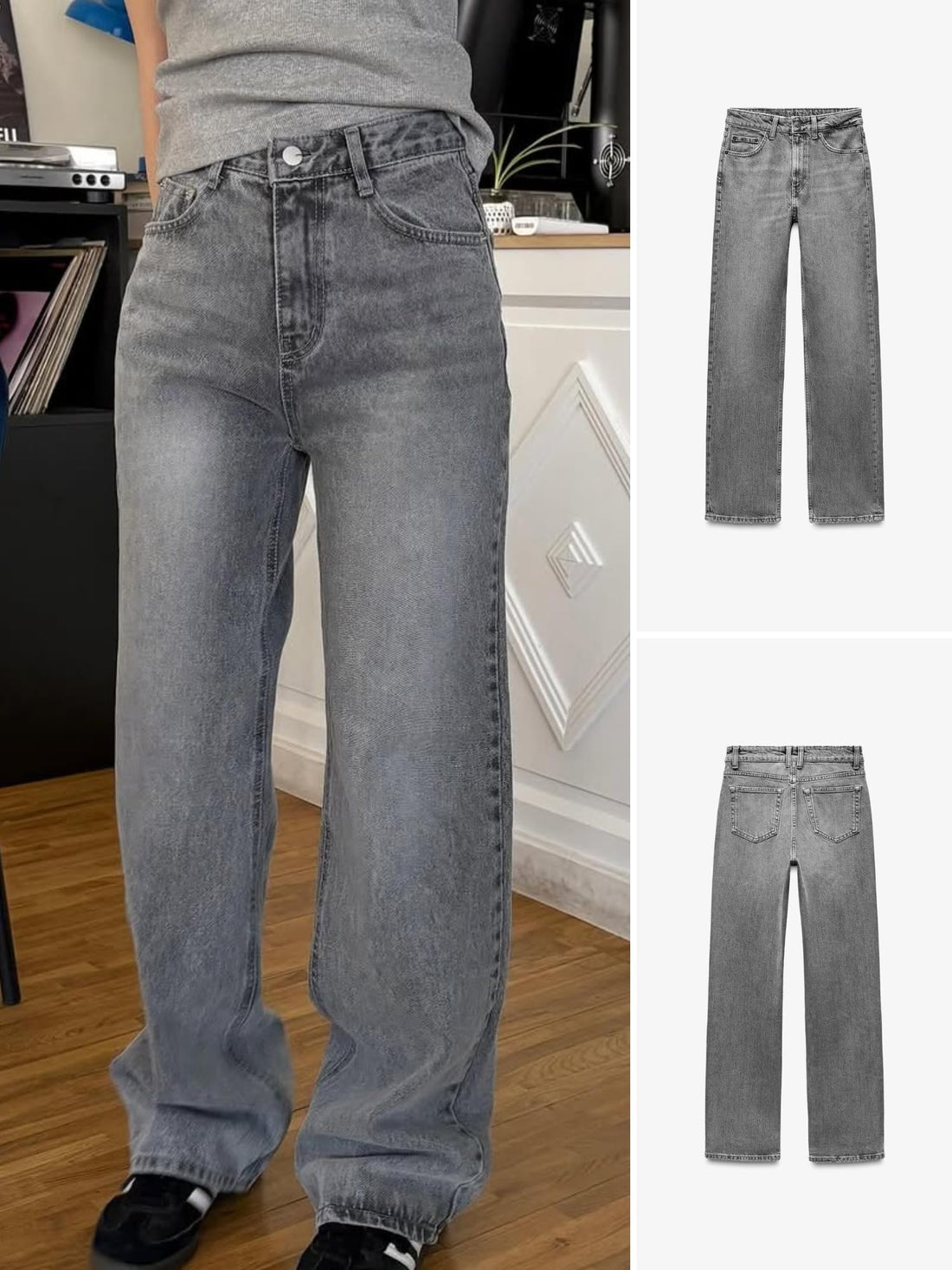 Straight Leg Jeans for Women Mid Waisted Casual Washed Vintage Loose Fit Boyfriend Jeans Denim Pants