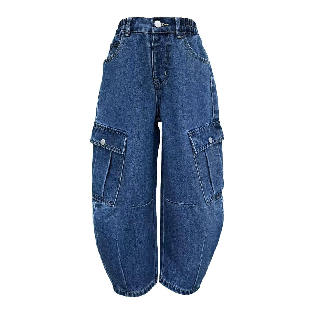 Baggy Jeans for Boys Cargo Jeans, Mid Rise Elastic Waist Multi-Pockets Denim Pants School Streetwear Size 8-12