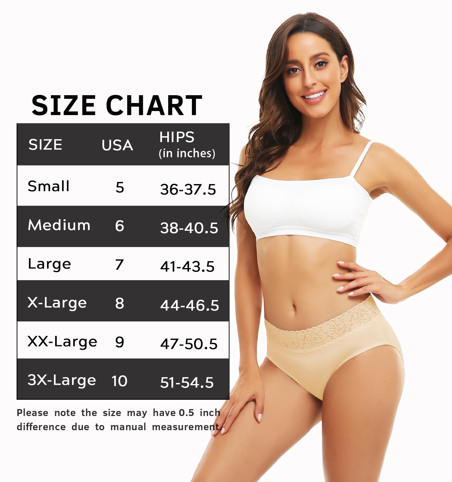 RHYFF Womens Underwear Cotton Bikini Panties Lace Soft Hipster Panty Ladies Stretch Full Briefs 5 Pack