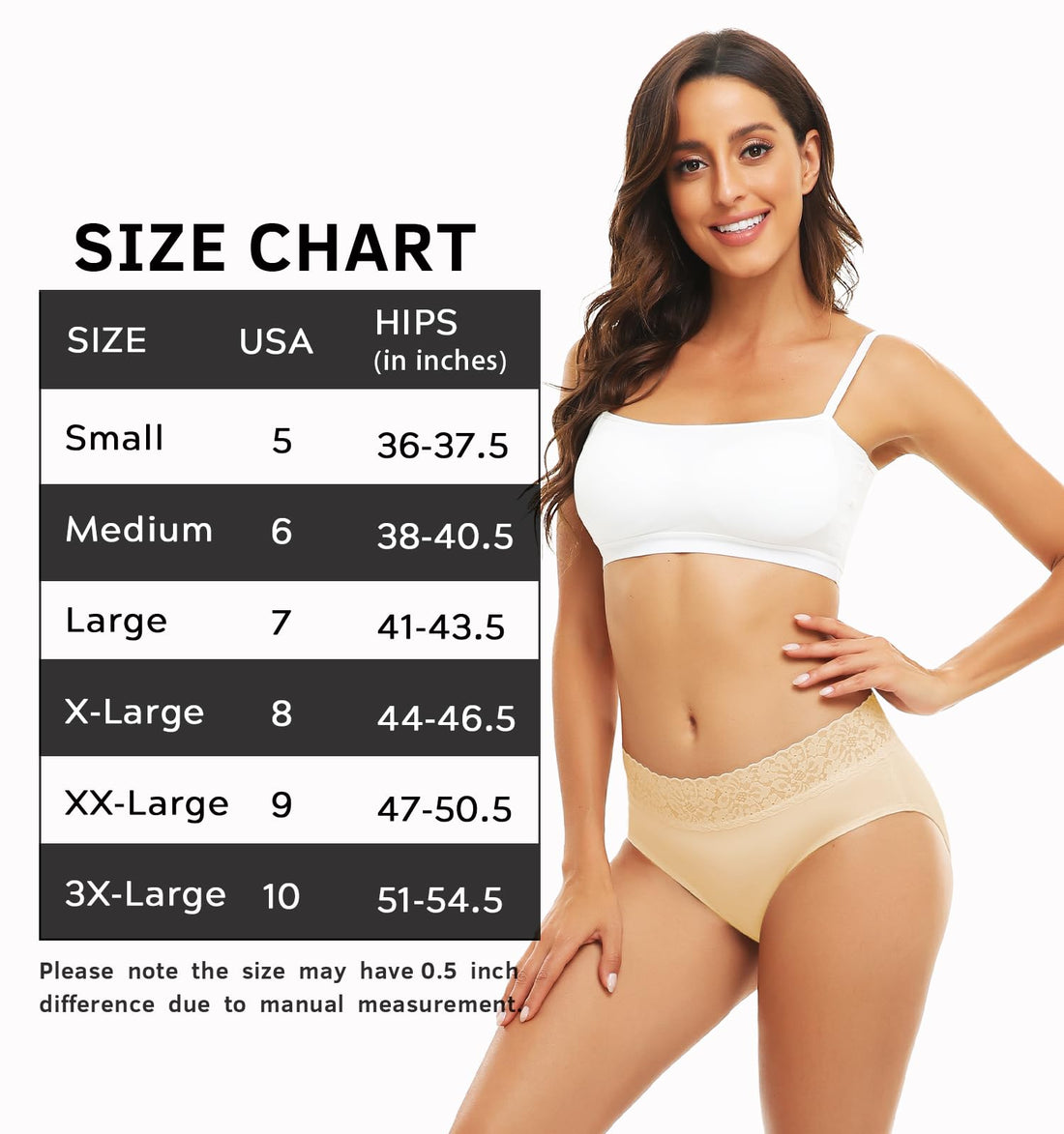 RHYFF Womens Underwear Cotton Bikini Panties Lace Soft Hipster Panty Ladies Stretch Full Briefs 5 Pack