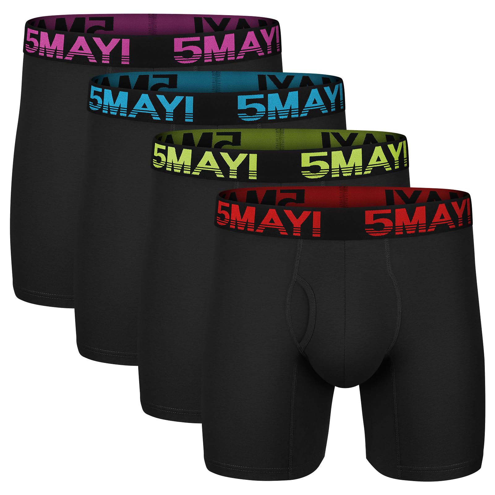 5Mayi Men's Underwear Boxer Briefs Cotton Regular Long Mens Boxer Briefs Underwear Men Pack S M L XL XXL
