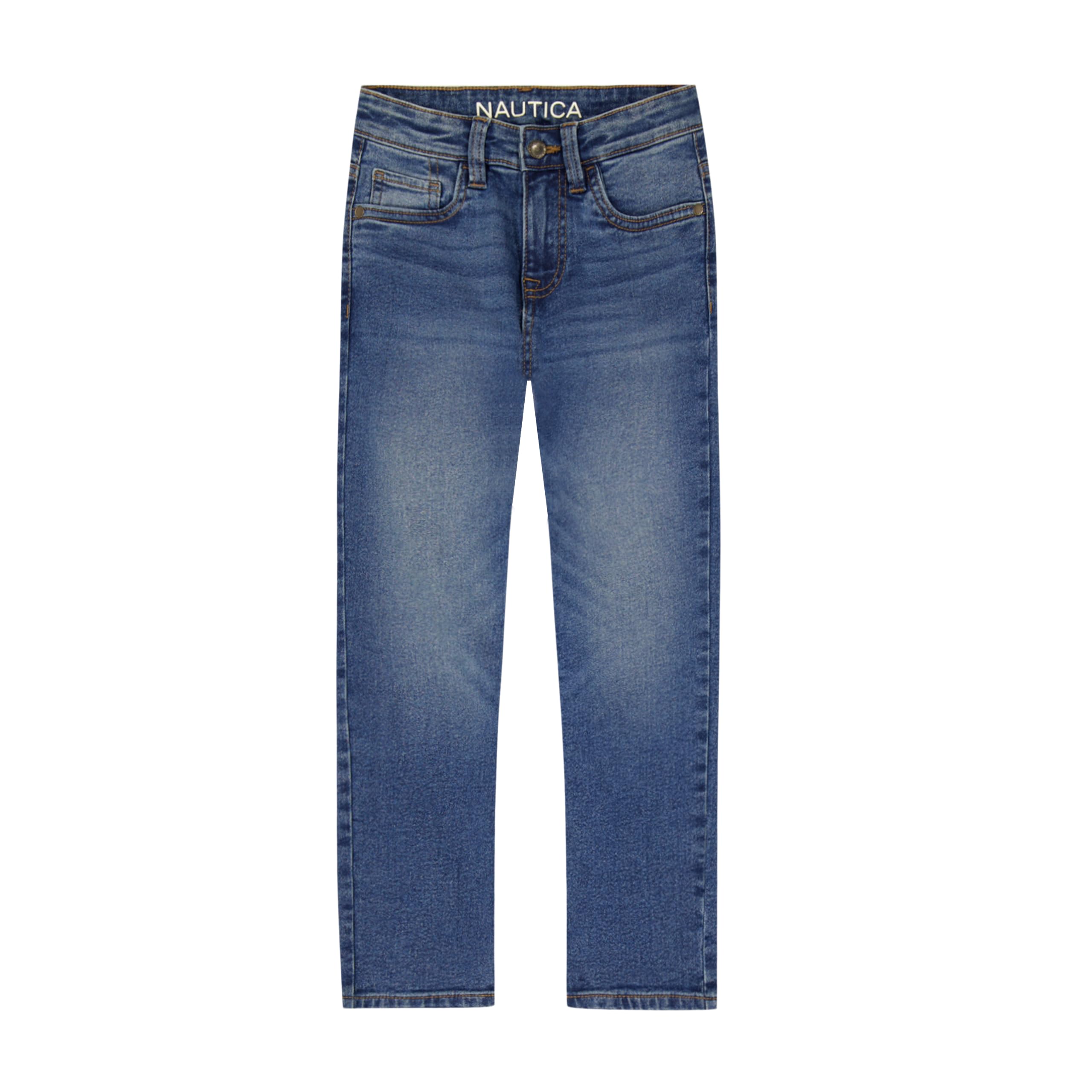 Nautica Boys' Classic Fit Straight Leg Denim Jeans, 5-Pocket Style, Zipper Fly & Button Closure