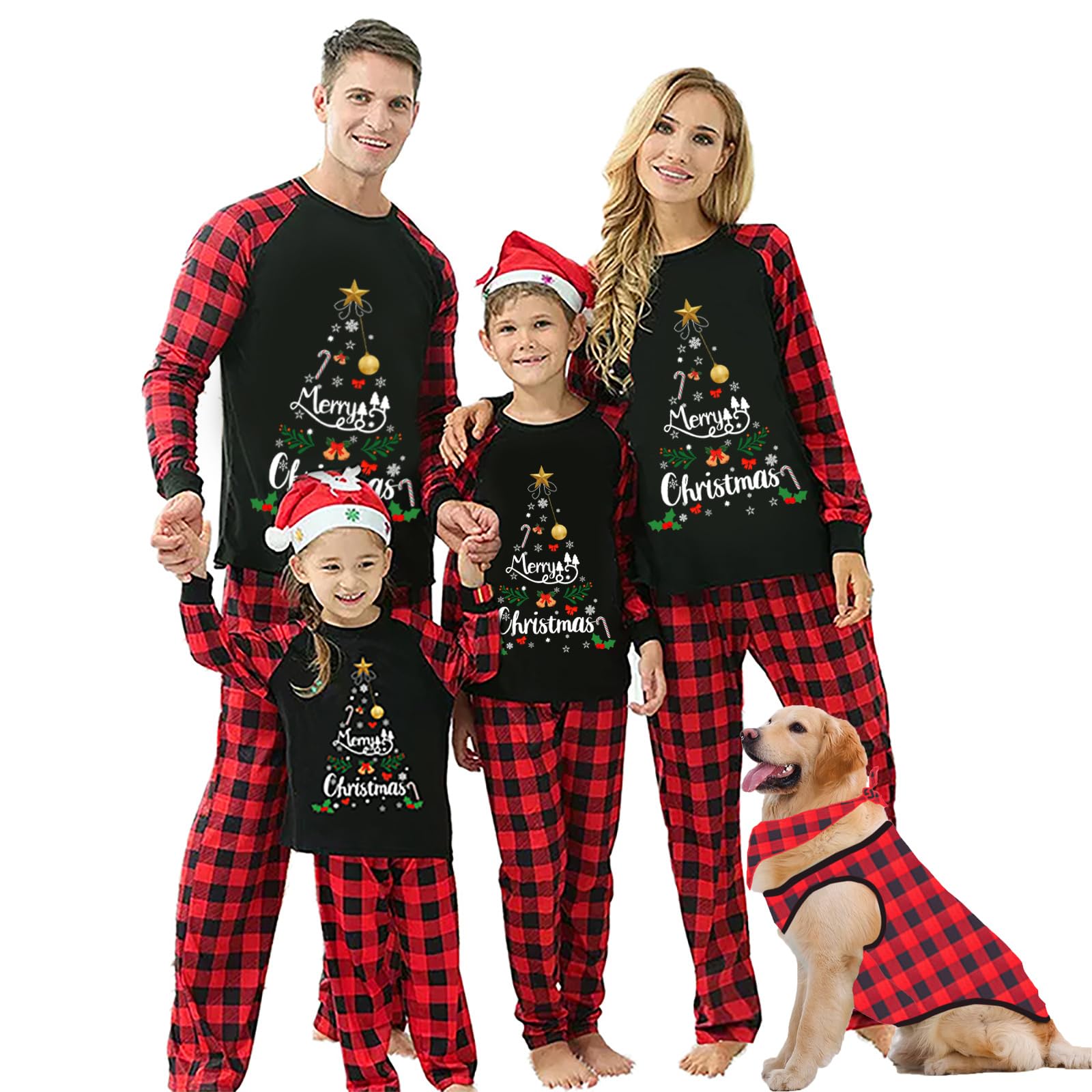 OAKFashion Christmas Pajamas for Family, Xmas Pajamas Family Christmas Pjs Matching Sets Holiday Nightwear Jammies