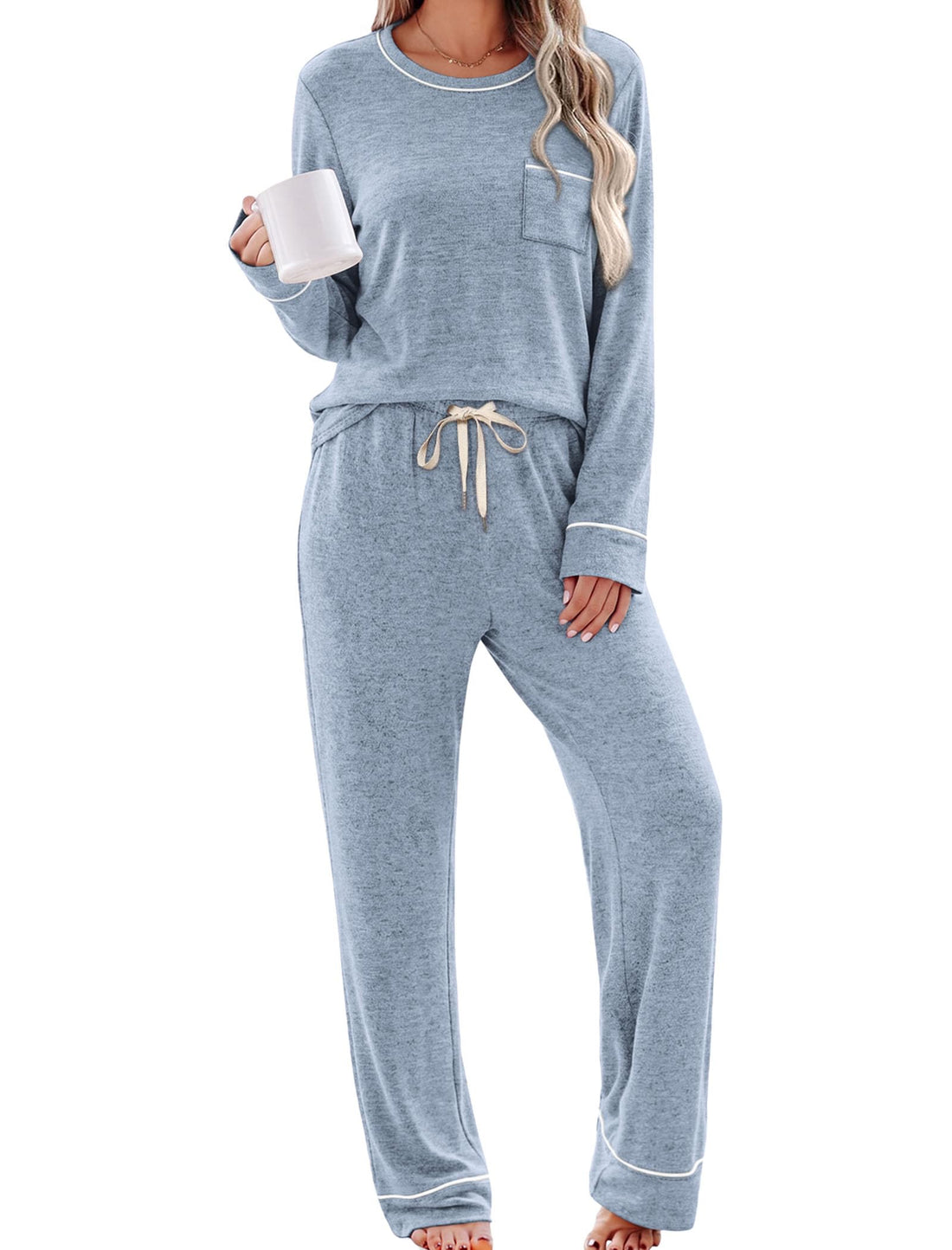 WIHOLL Pajamas for Women Set Soft Pjs Long Sleeve Two Piece Lounge Sets