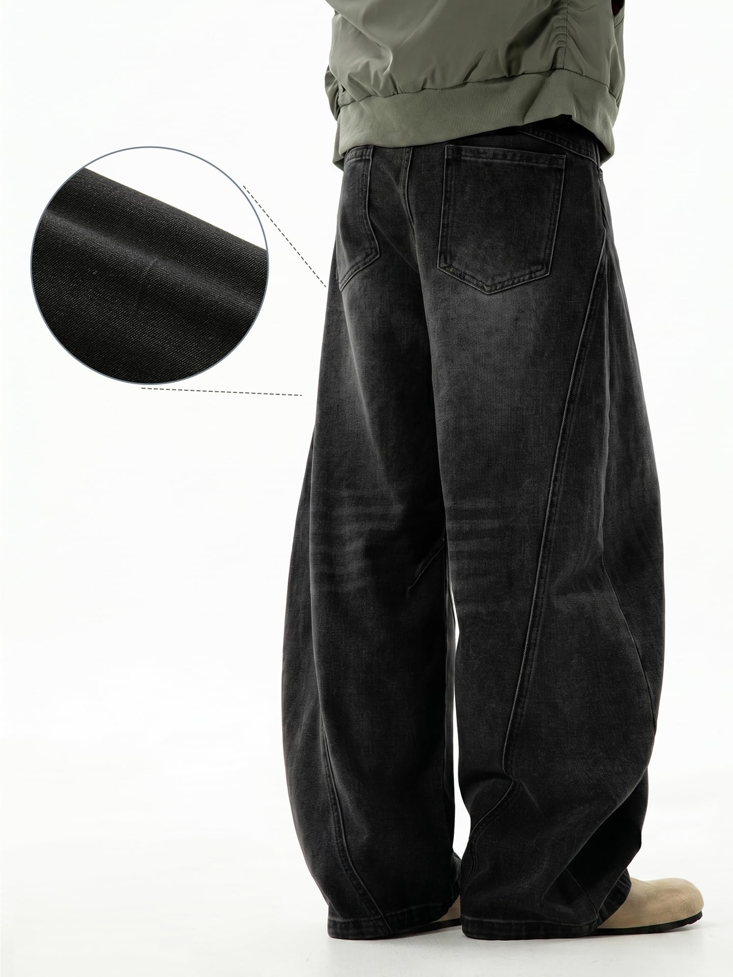 Baggy Hip Hop Jeans for Men Wide Leg Skater Denim Pants Casual Loose Fit Long Trousers