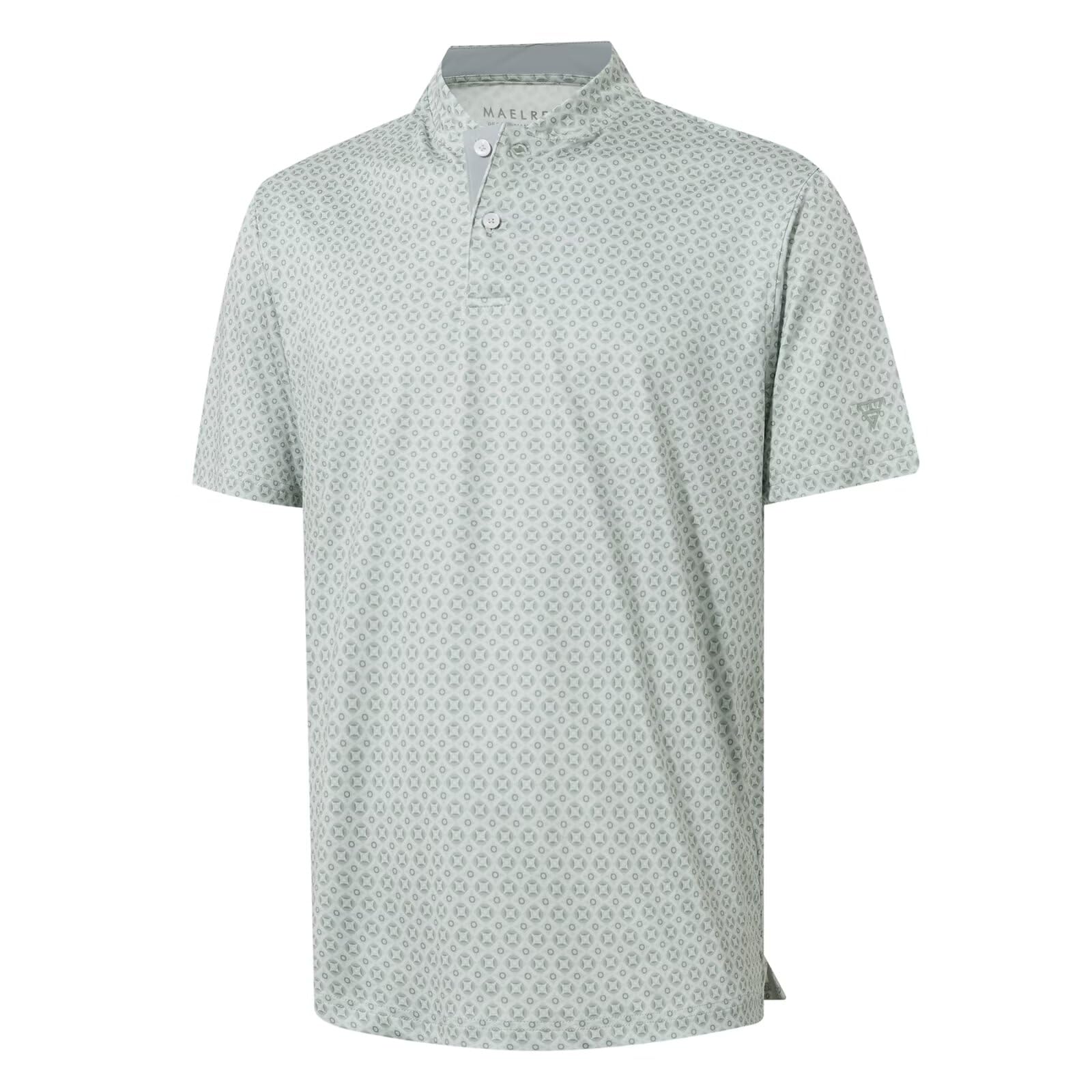 M MAELREG Golf Shirts for Men Collarless Performance Dry Fit Stretch Henley Casual Printed Mens Polo Shirts Short Sleeve