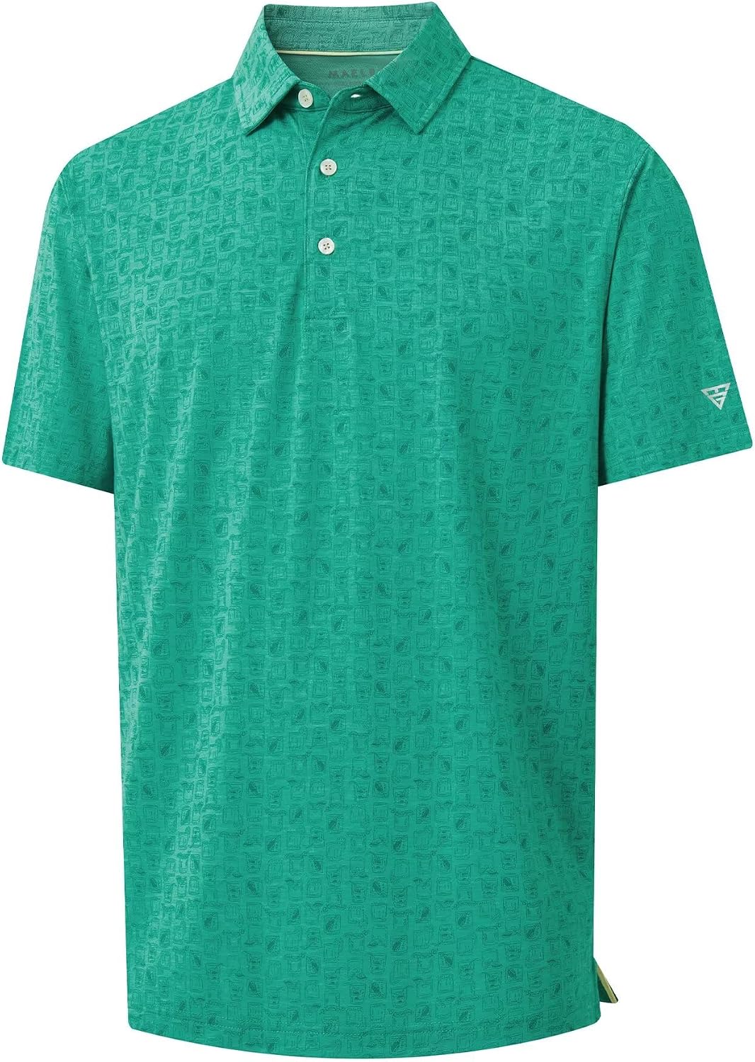 M MAELREG Golf Shirts for Men Print Performance Moisture Wicking Dry Fit Heather Stripe Collared Mens Polo Shirt Short Sleeve