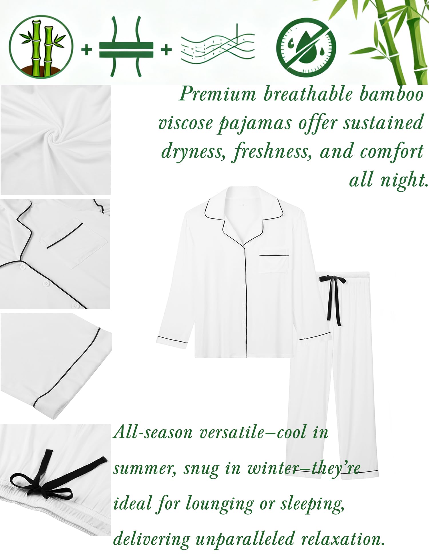 Senert Womens 2 Piece Pajamas Set Button Down Top and Pants Soft Sleepwear