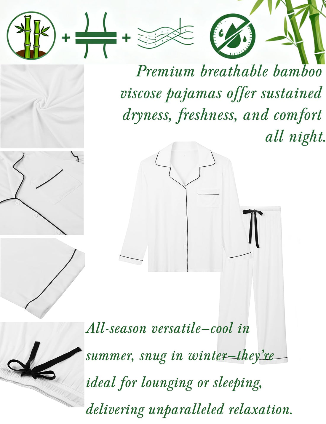 Senert Womens 2 Piece Pajamas Set Button Down Top and Pants Soft Sleepwear